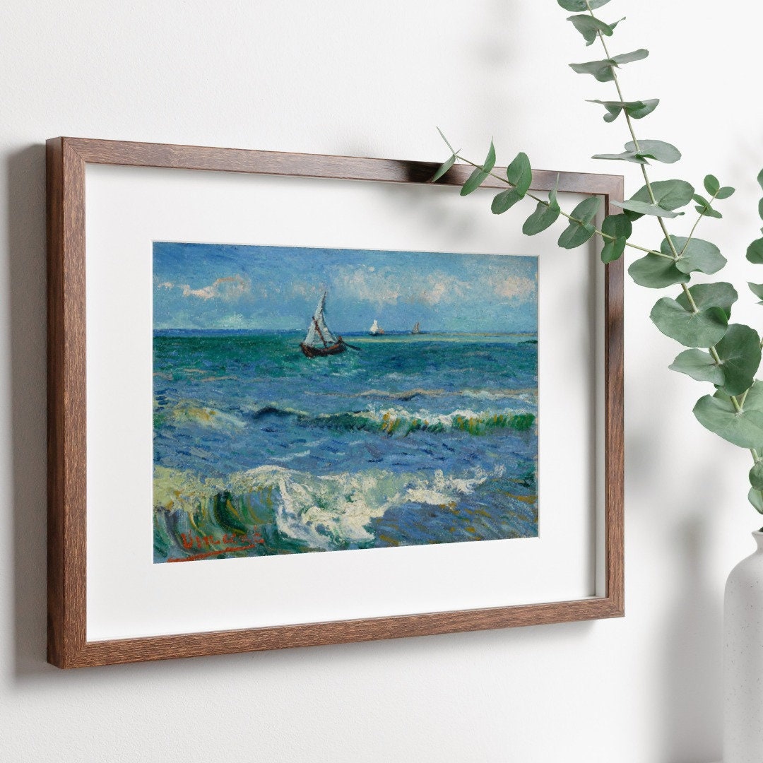 Seascape with Boats. Vincent van Gogh Printable Famous Art Print. Instant Download van Gogh Print. Vintage Nautical Painting. Fine Art Print