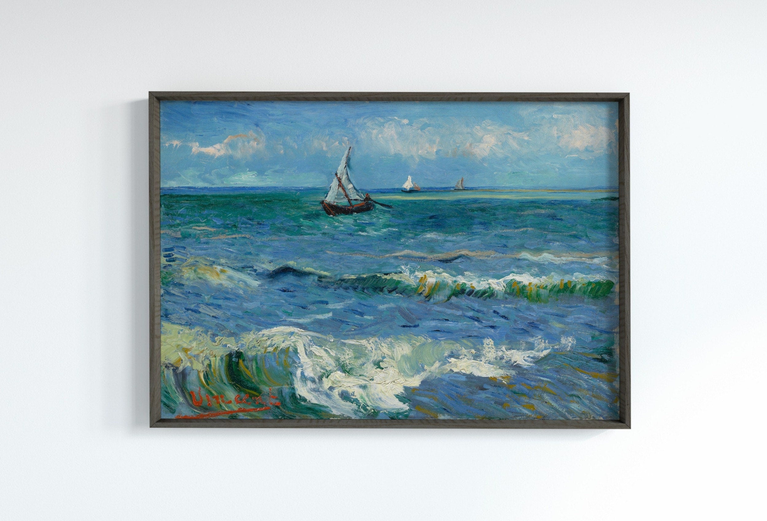 Seascape with Boats. Vincent van Gogh Printable Famous Art Print. Instant Download van Gogh Print. Vintage Nautical Painting. Fine Art Print
