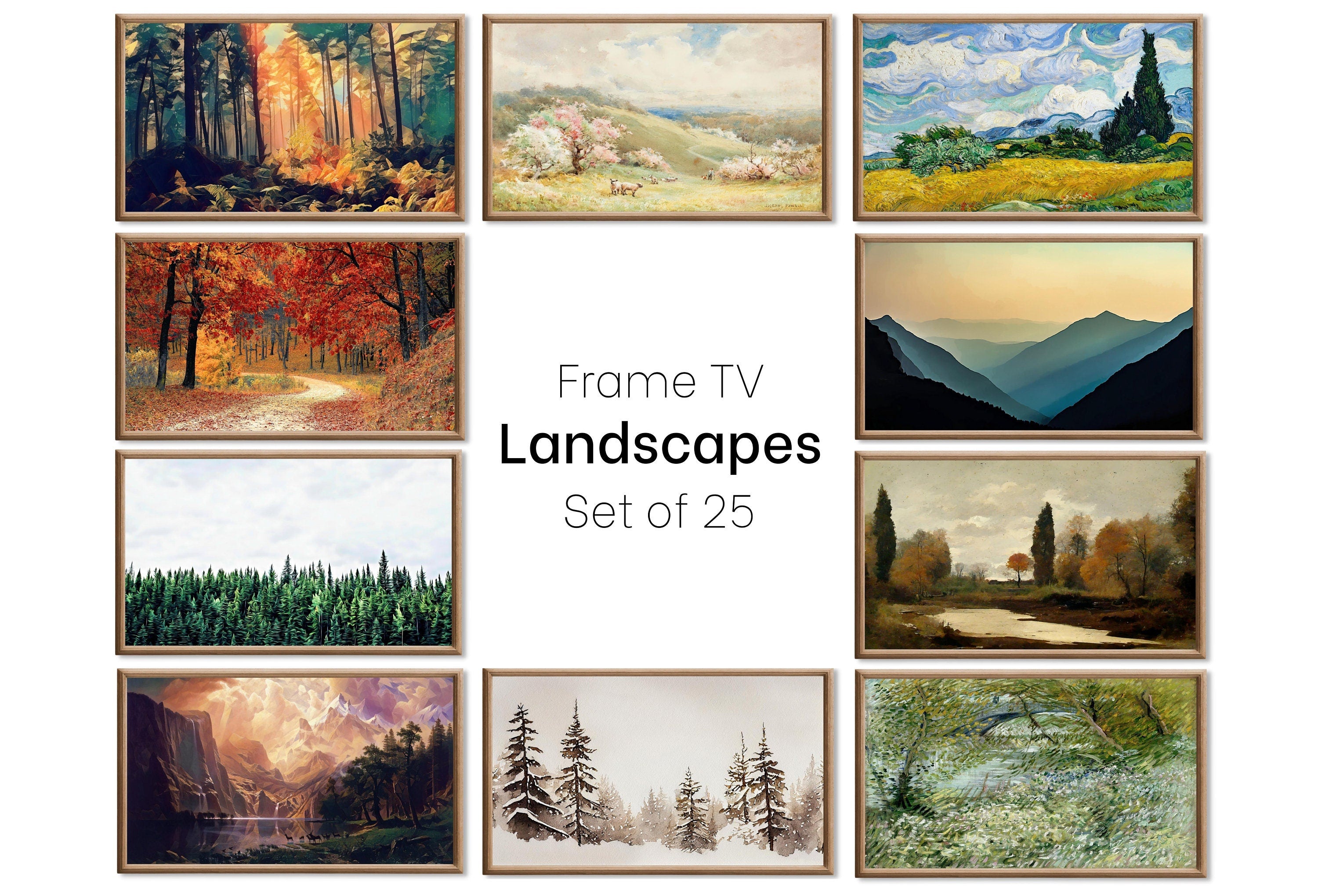 Set of 25 Samsung Frame TV 4K Art. Ultimate Landscapes Paintings & Digital Art Collection. Nature TV Art Set. Instant Download Frame TV Art