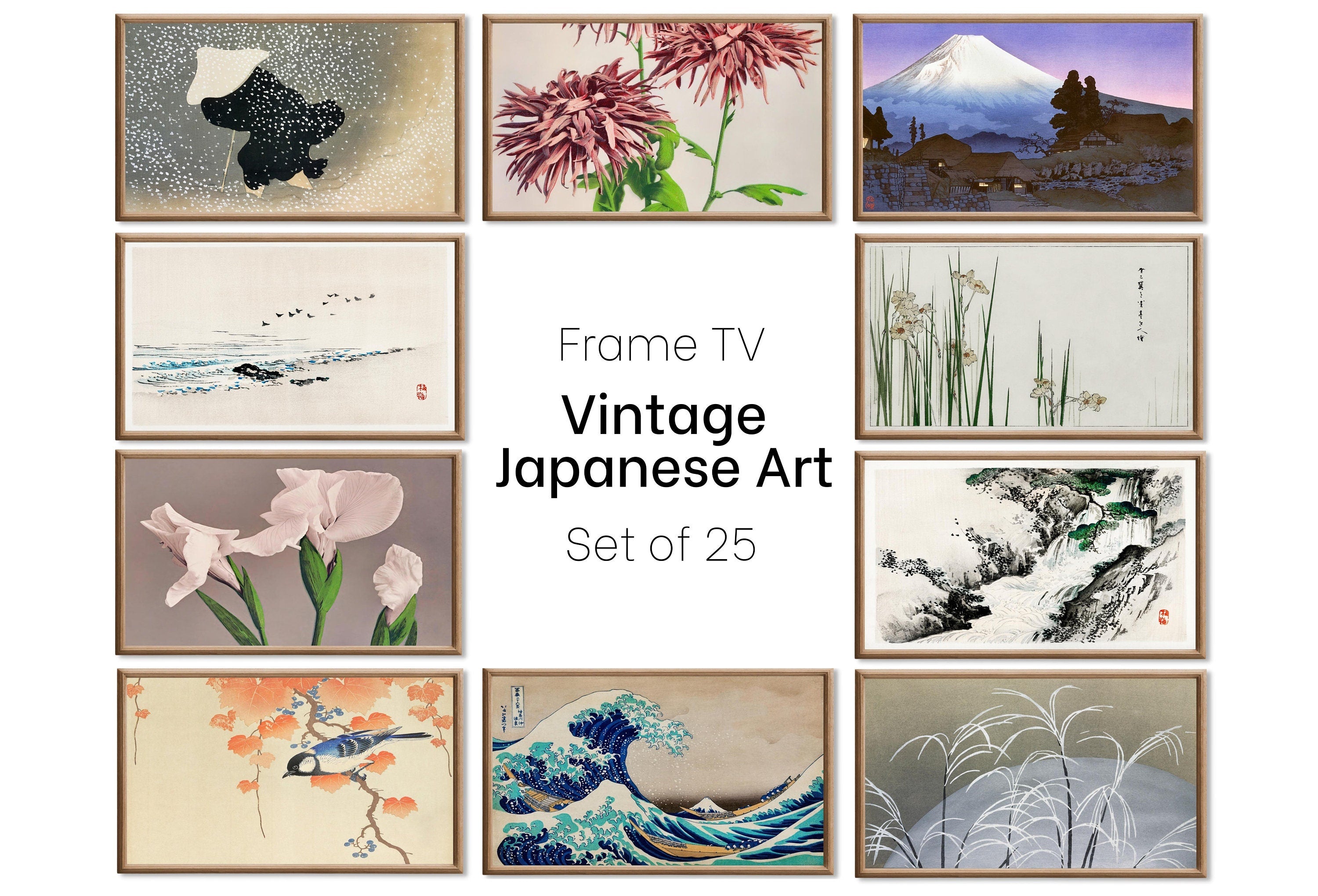 Set of 25 Samsung Frame TV 4K Art. Vintage Japanese Paintings Collection. Antique Japanese Art Set. Instant Download Japanese Frame TV Art