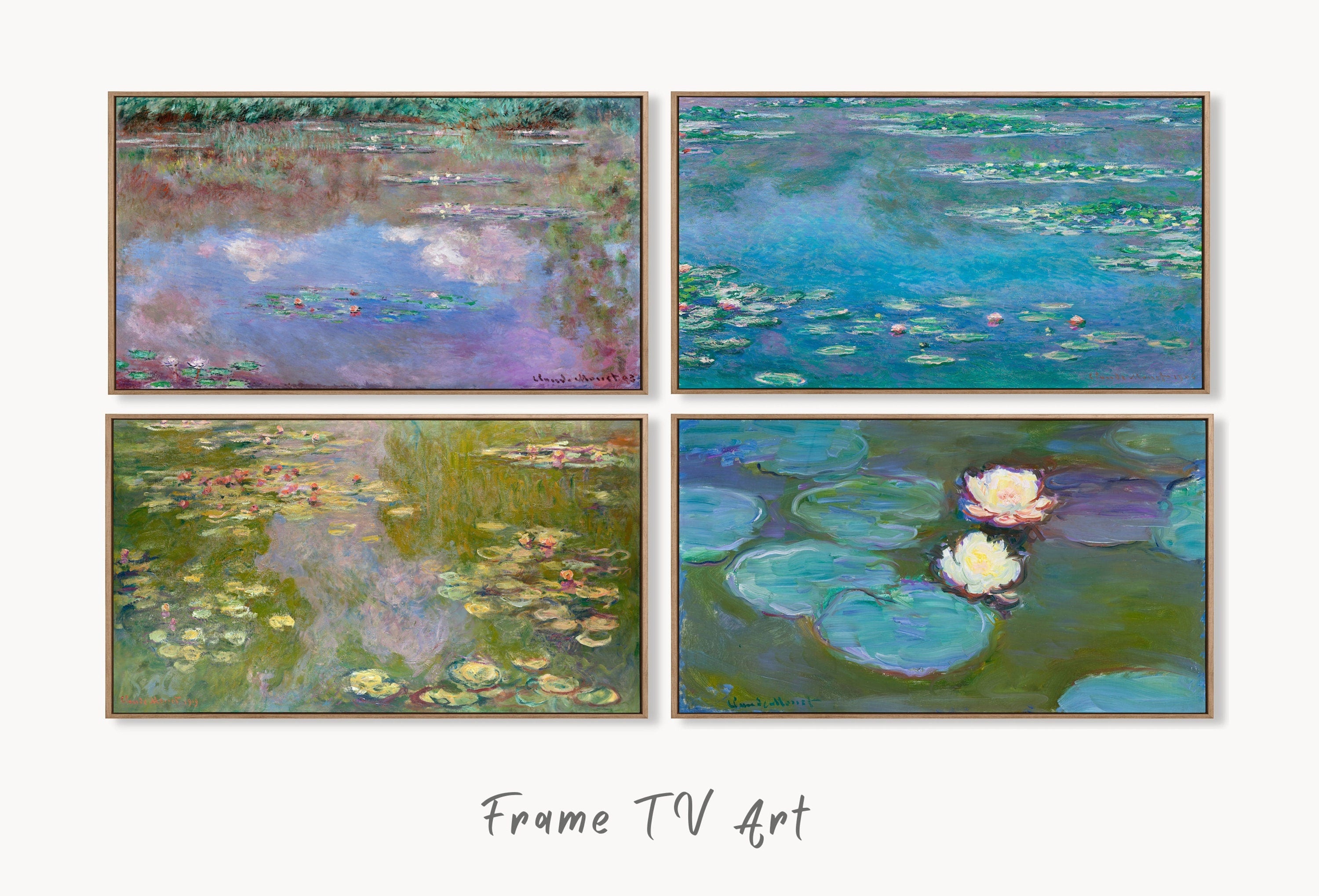 Set of 4 Samsung Frame TV Art 4K. Claude Monet Famous Paintings Collection. Water Lilies Monet Art Set. Instant Download. Frame TV Art #2