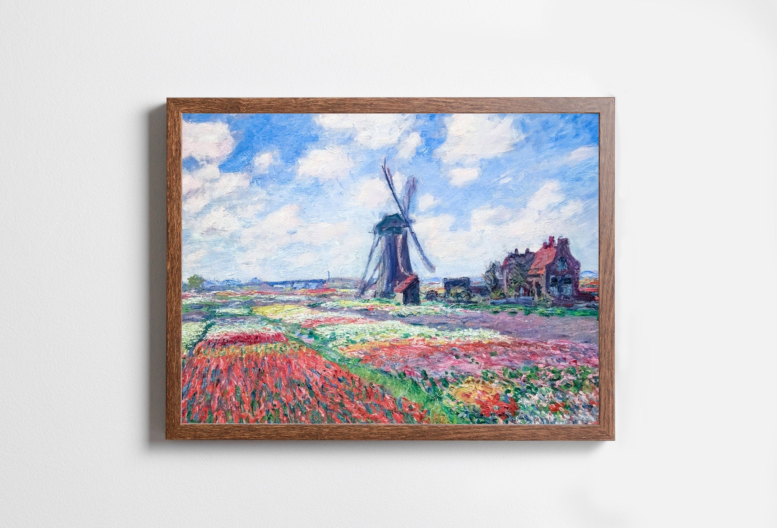 Windmill in Tulip Field Famous Claude Monet Painting. Instant Download Vintage Decor. Monet Botanical Printable Wall Art. Vintage Decor