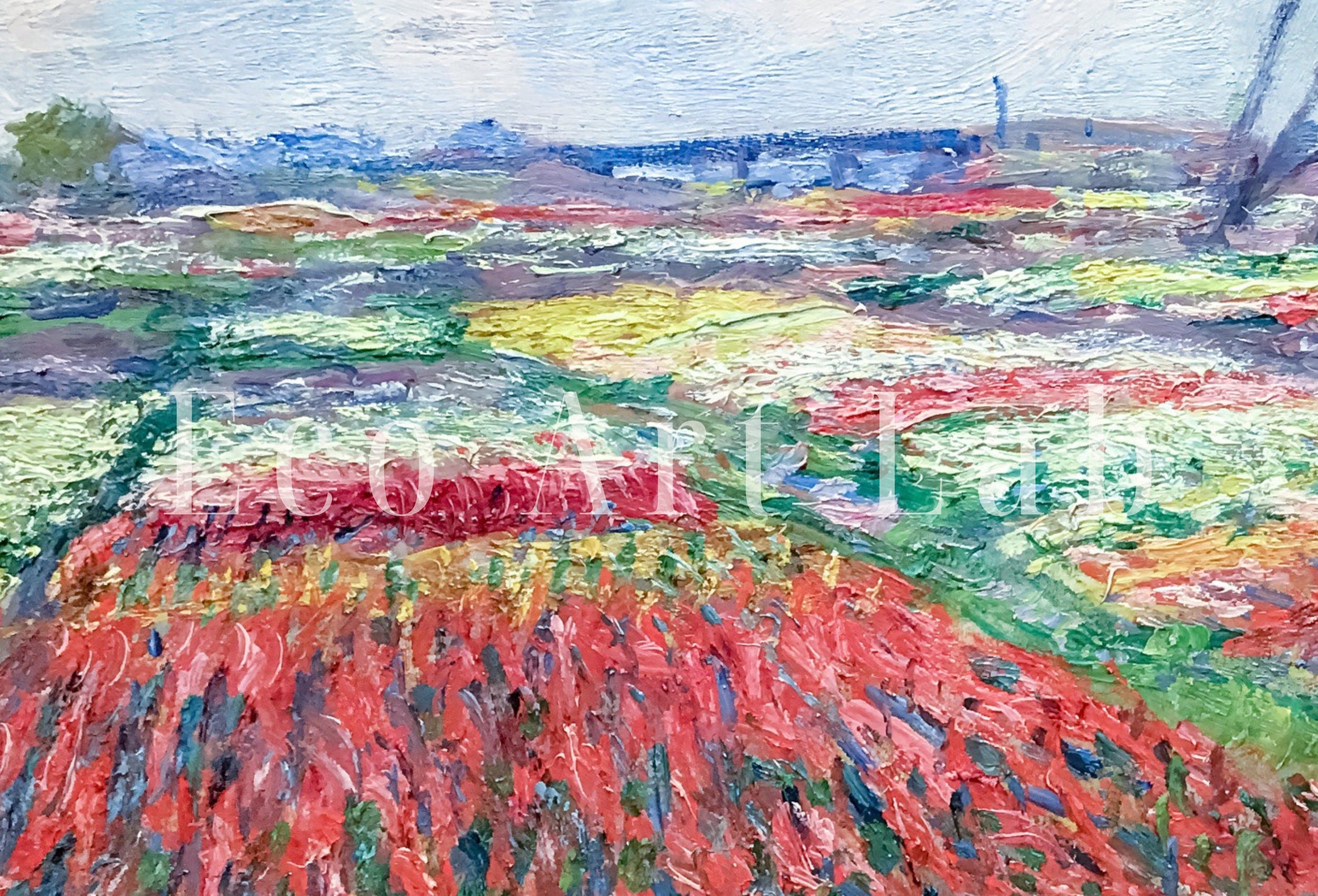 Windmill in Tulip Field Famous Claude Monet Painting. Instant Download Vintage Decor. Monet Botanical Printable Wall Art. Vintage Decor