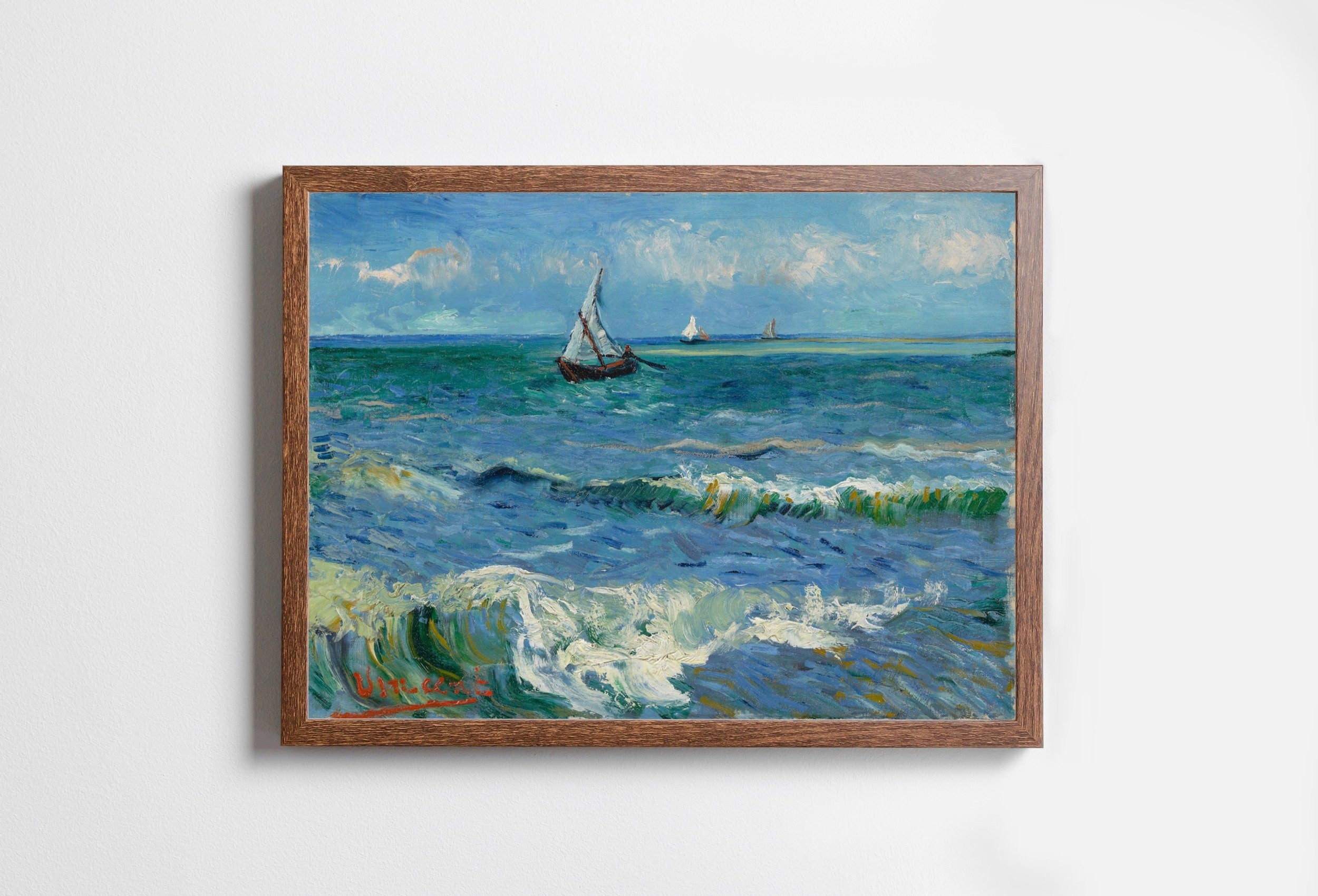 Seascape with Boats. Vincent van Gogh Printable Famous Art Print. Instant Download van Gogh Print. Vintage Nautical Painting. Fine Art Print