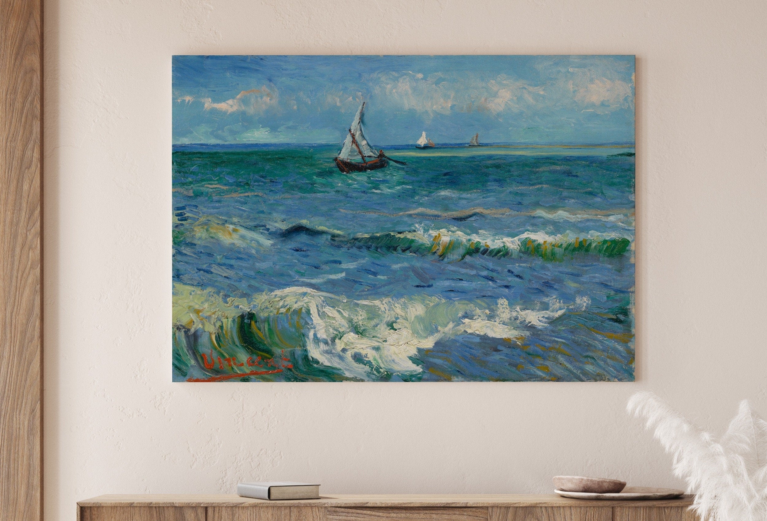 Seascape with Boats. Vincent van Gogh Printable Famous Art Print. Instant Download van Gogh Print. Vintage Nautical Painting. Fine Art Print