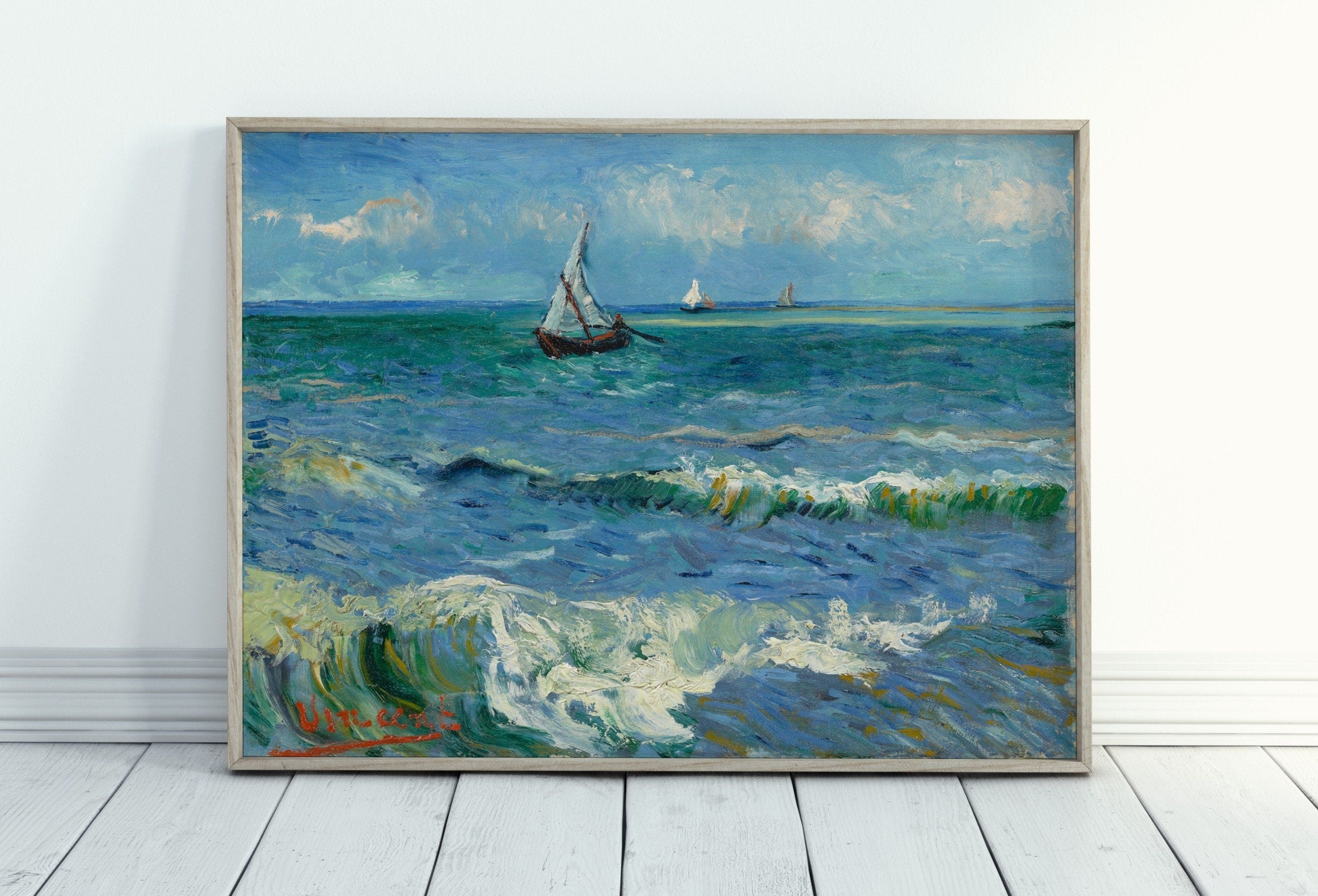 Seascape with Boats. Vincent van Gogh Printable Famous Art Print. Instant Download van Gogh Print. Vintage Nautical Painting. Fine Art Print