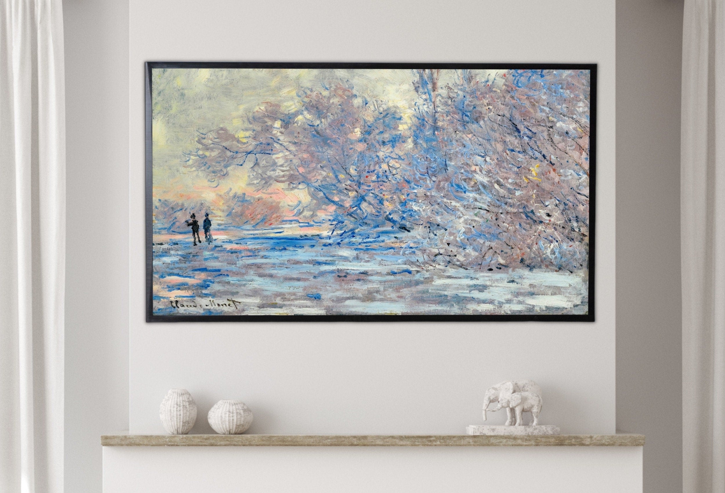 Samsung Frame TV Art 4K Frost at Giverny Famous Claude Monet Painting. Instant Download Landscape Wall Art for Frame TV. Vintage Wall Art