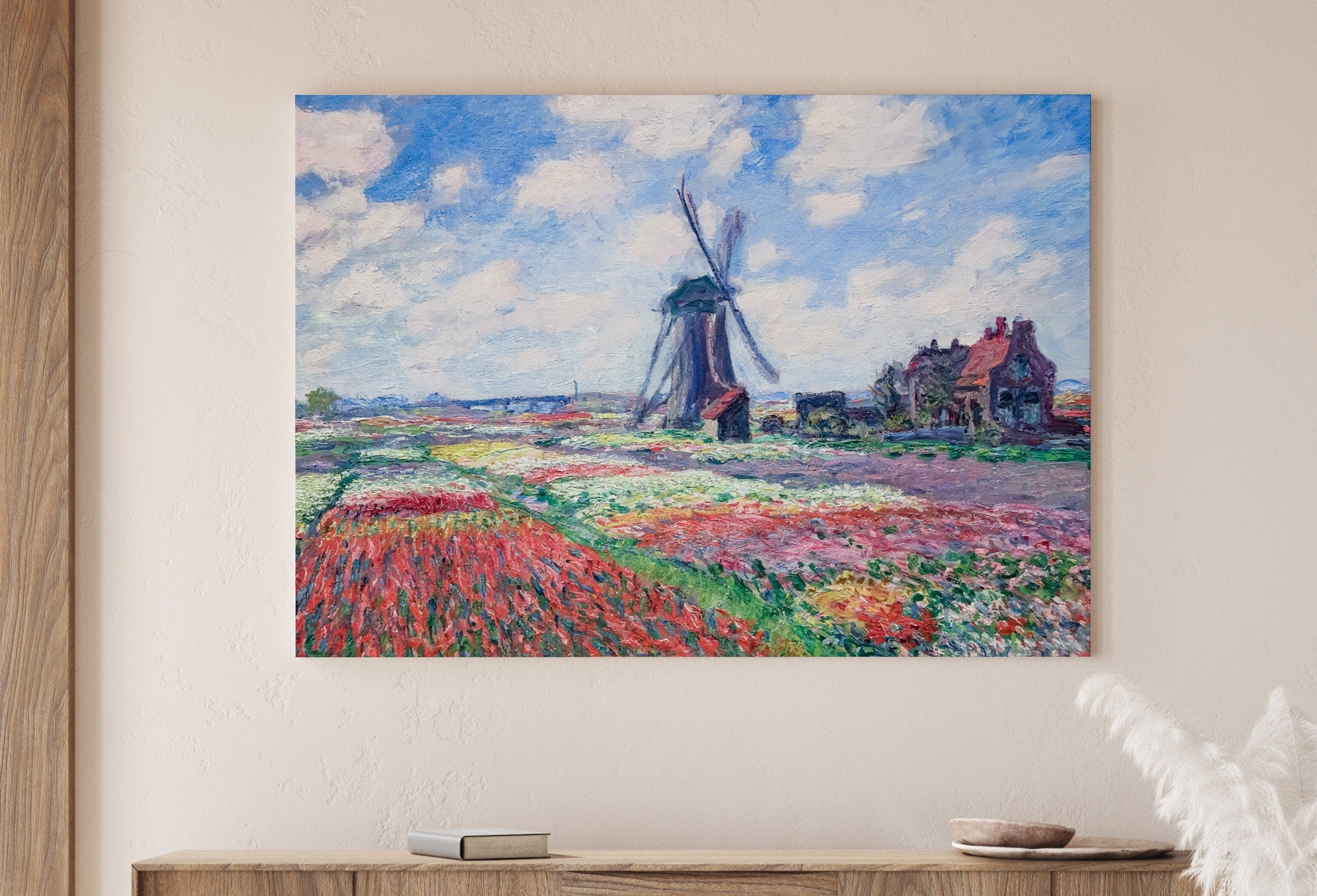 Windmill in Tulip Field Famous Claude Monet Painting. Instant Download Vintage Decor. Monet Botanical Printable Wall Art. Vintage Decor