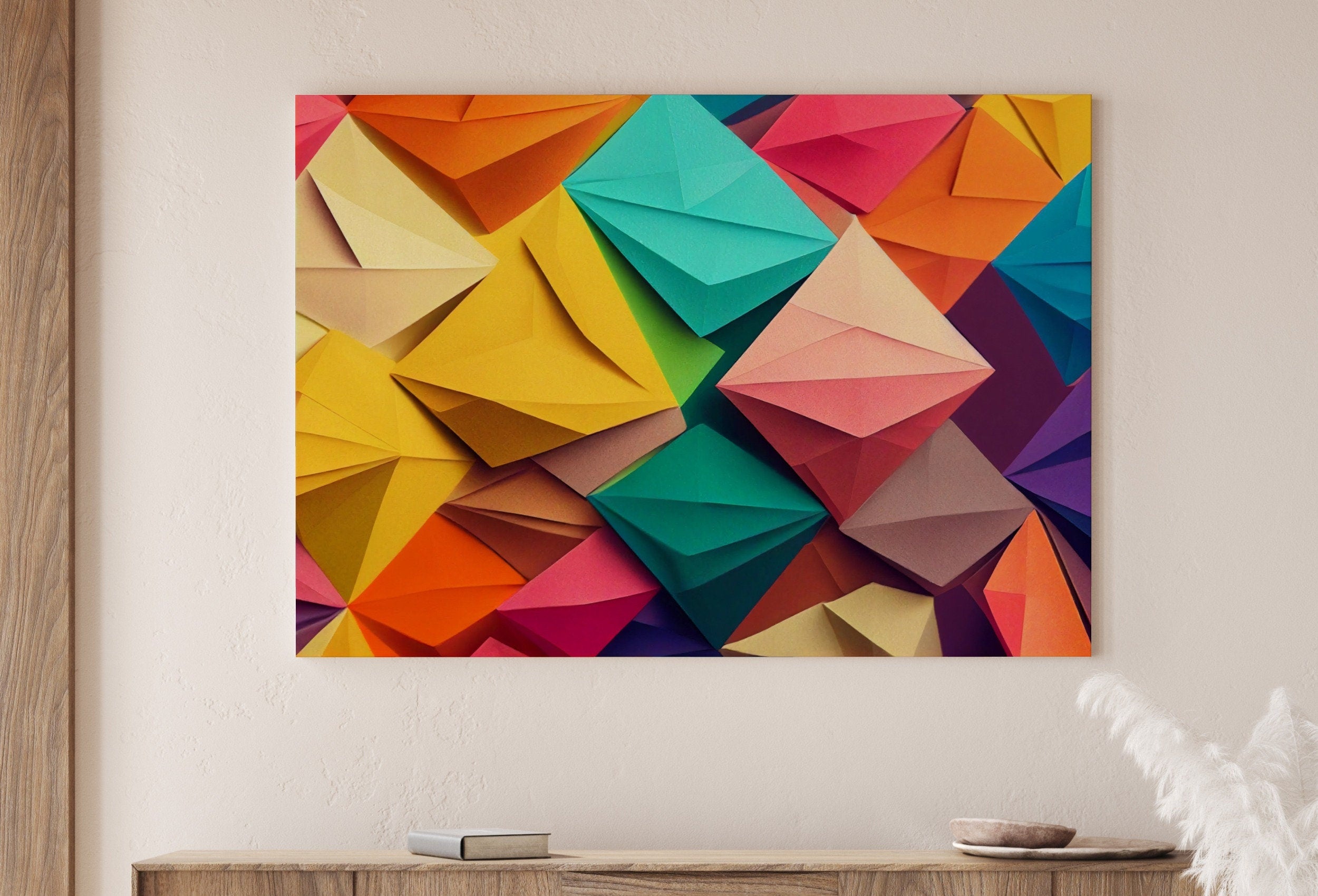 Abstract Colorful 3D Paper Texture Art. Large Abstract Painting Printable Art. Modern Contemporary  Wall Art Print. Bright Wall Art