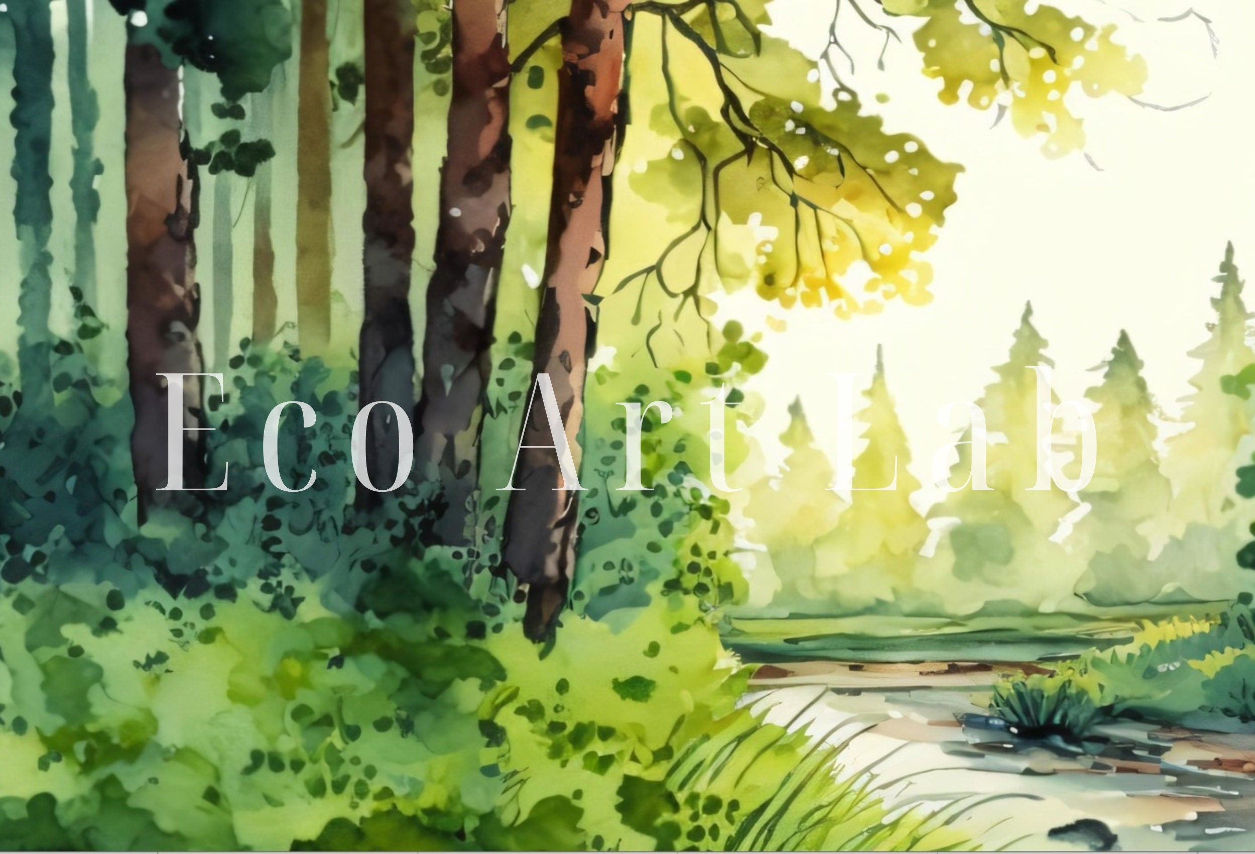 Set of 4 Samsung Frame TV 4K Art. Watercolor Forests Landscape Digital Paintings. Instant Download Forest Art Set for Samsung Frame TV.