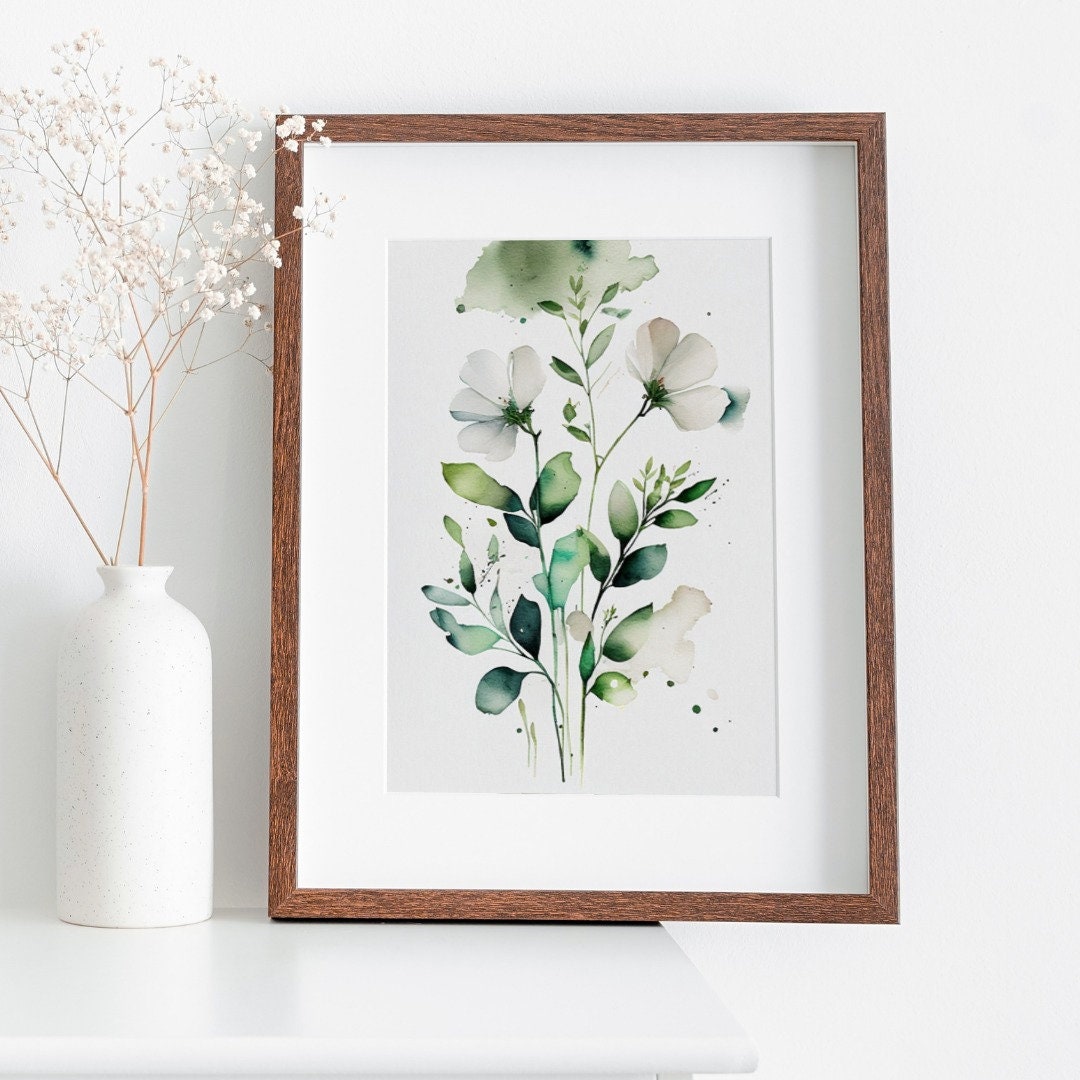 Floral Printable Wall Art. Boho Floral Art. Watercolor Botanical Print. Printable Flower Watercolor. Wild Flowers Art. Floral Minimalist Art