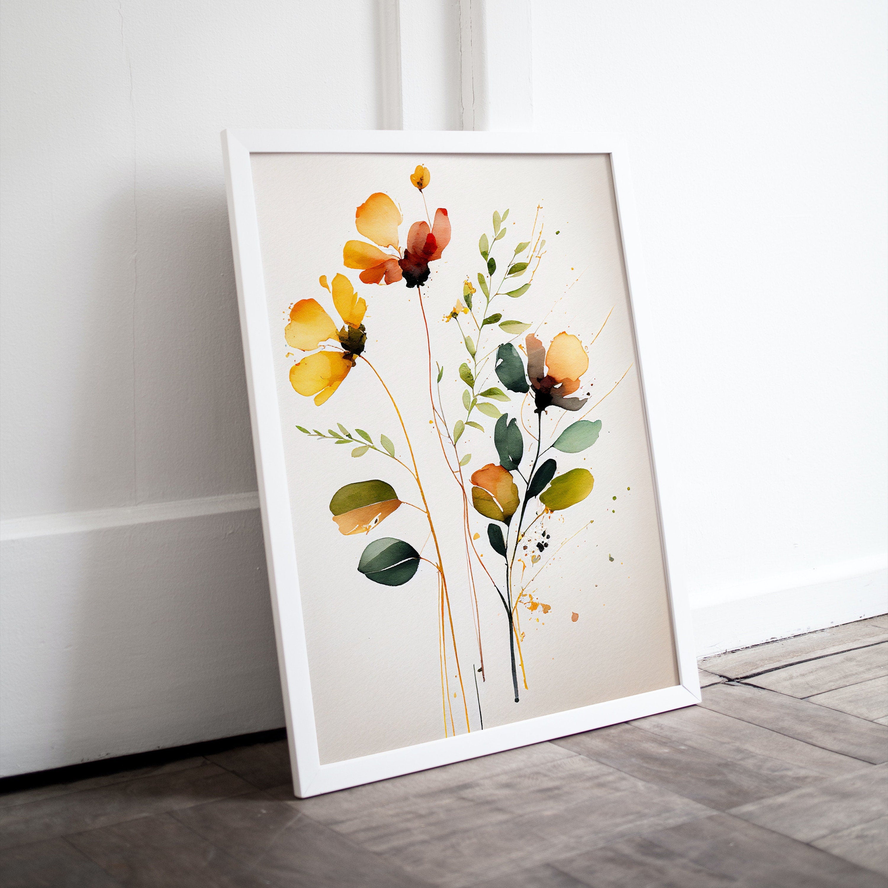 Watercolor Botanical Print. Floral Printable Wall Art. Printable Flower Watercolor. Boho Floral Art. Wild Flowers Art. Floral Minimalist Art