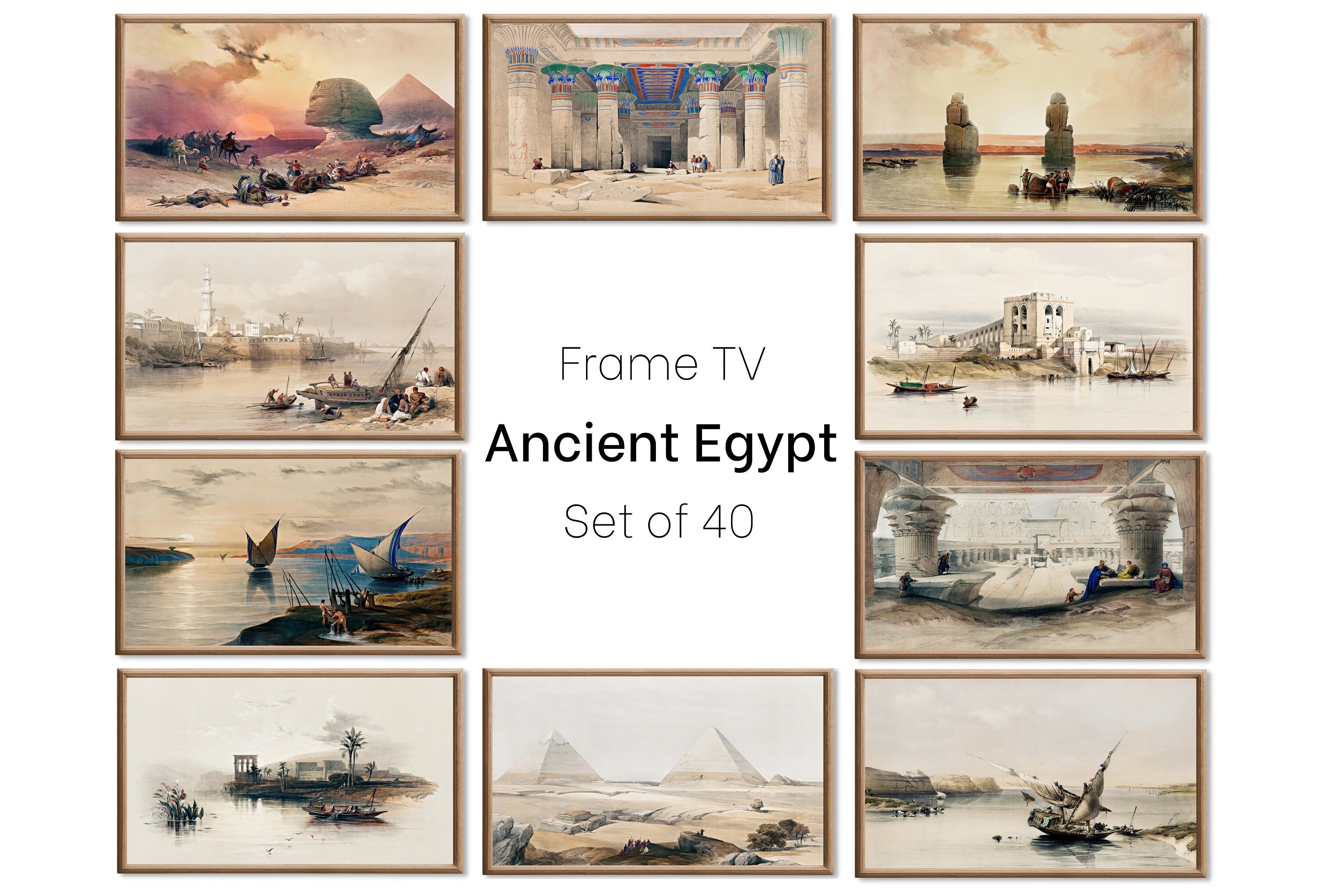 Set of 40 Samsung Frame TV 4K Art. Ancient Egyptian Famous Paintings Collection. Vintage Egyptian Art Set. Instant Download Frame TV Art