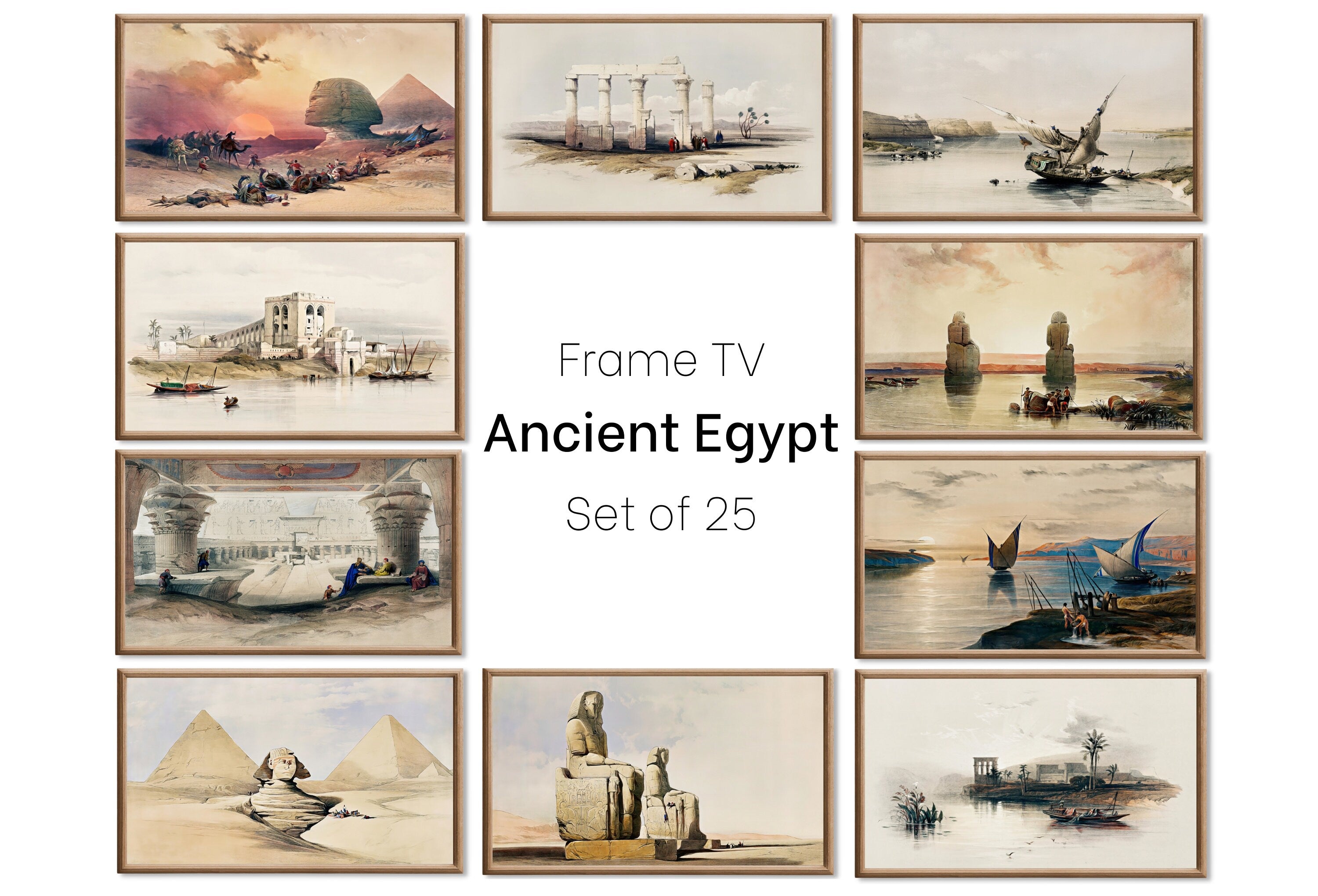 Set of 25 Samsung Frame TV 4K Art. Ancient Egyptian Famous Paintings Collection. Vintage Egyptian Art Set. Instant Download Frame TV Art