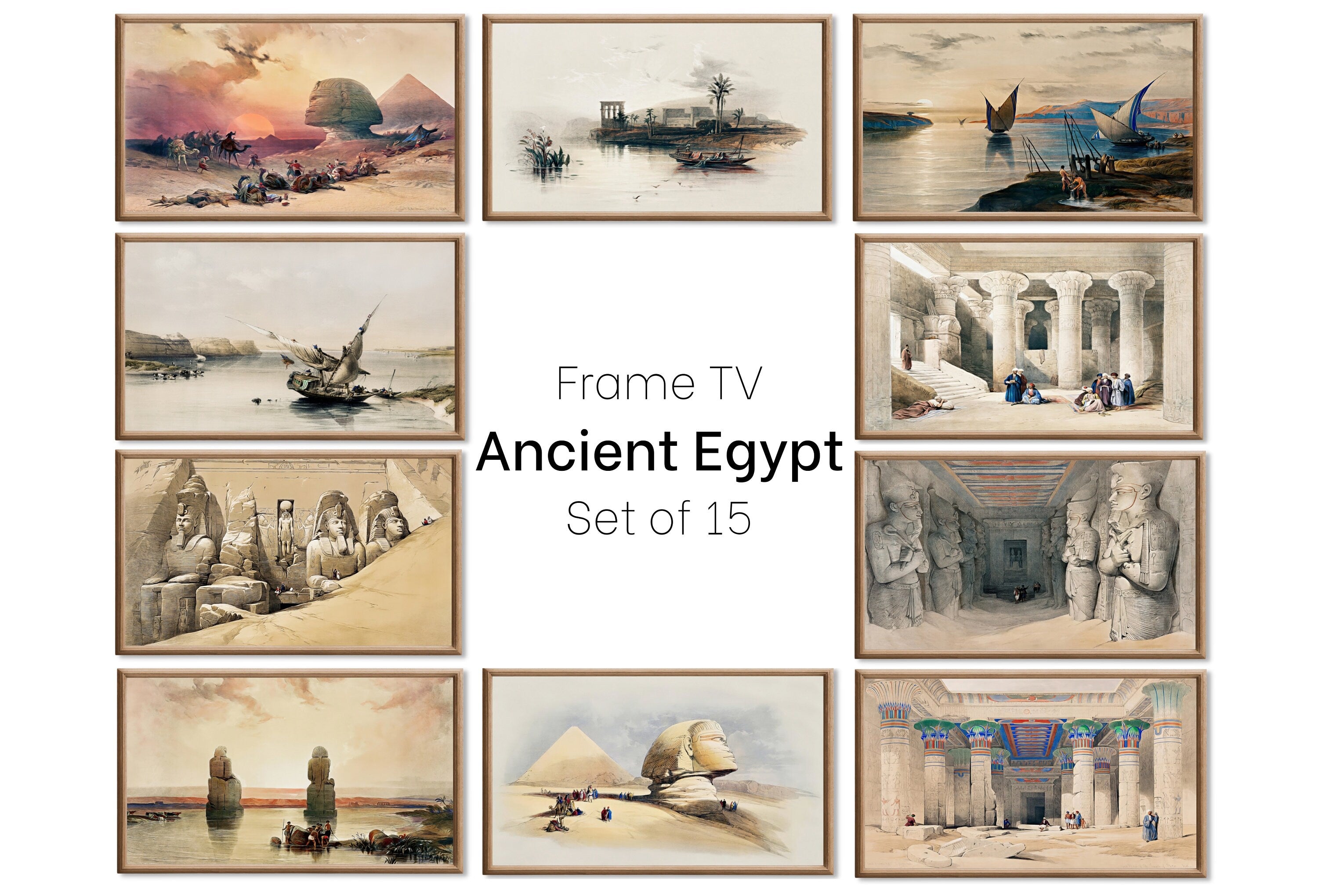 Set of 15 Samsung Frame TV 4K Art. Ancient Egyptian Famous Paintings Collection. Vintage Egyptian Art Set. Instant Download Frame TV Art