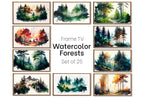 Set of 25 Samsung Frame TV 4K Art. Forests Landscape Watercolor Paintings. Nature Collection TV Art Set. Instant Download Frame TV Art