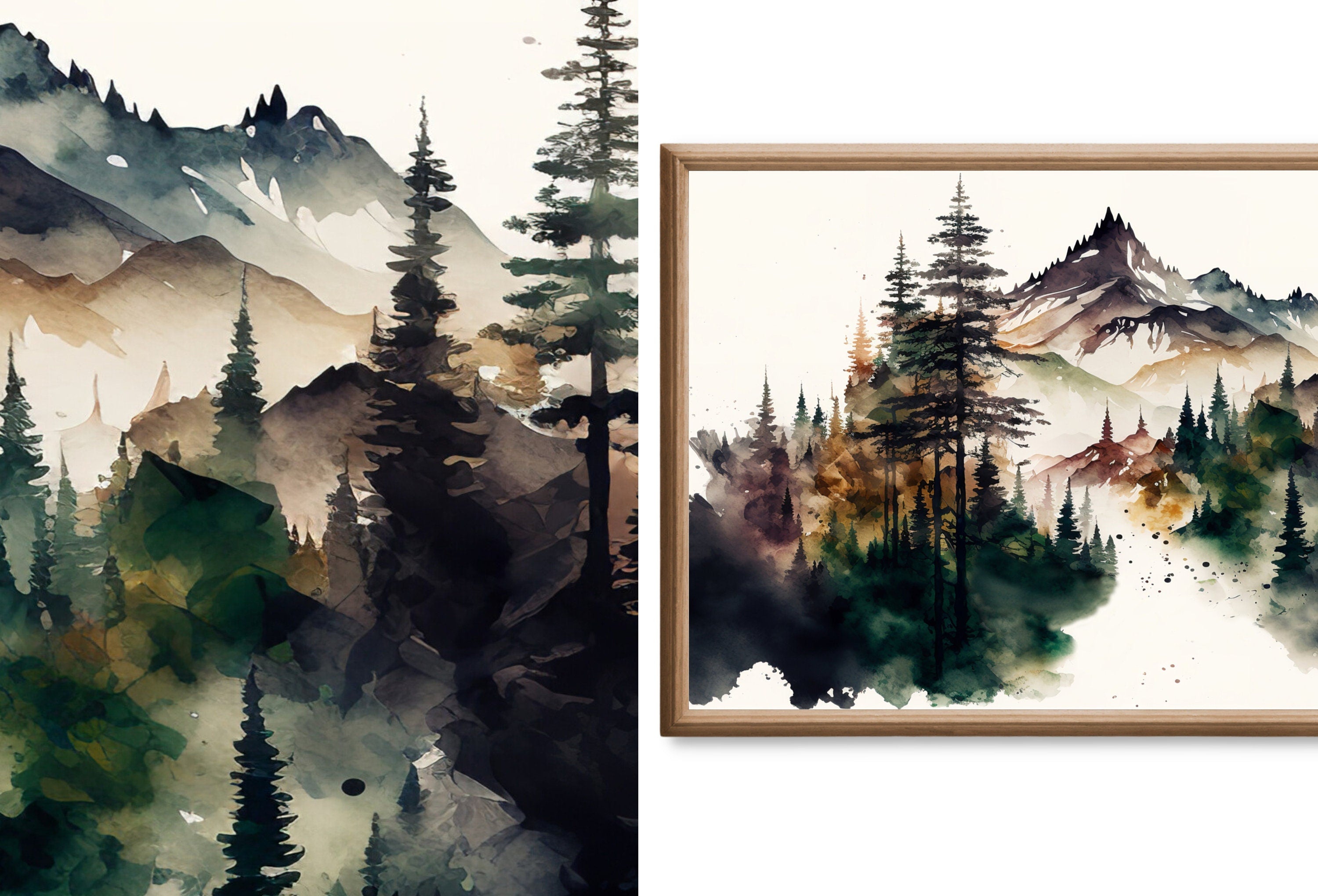 Set of 15 Samsung Frame TV 4K Art. Forests Landscape Watercolor Paintings. Nature Collection TV Art Set. Instant Download Frame TV Art