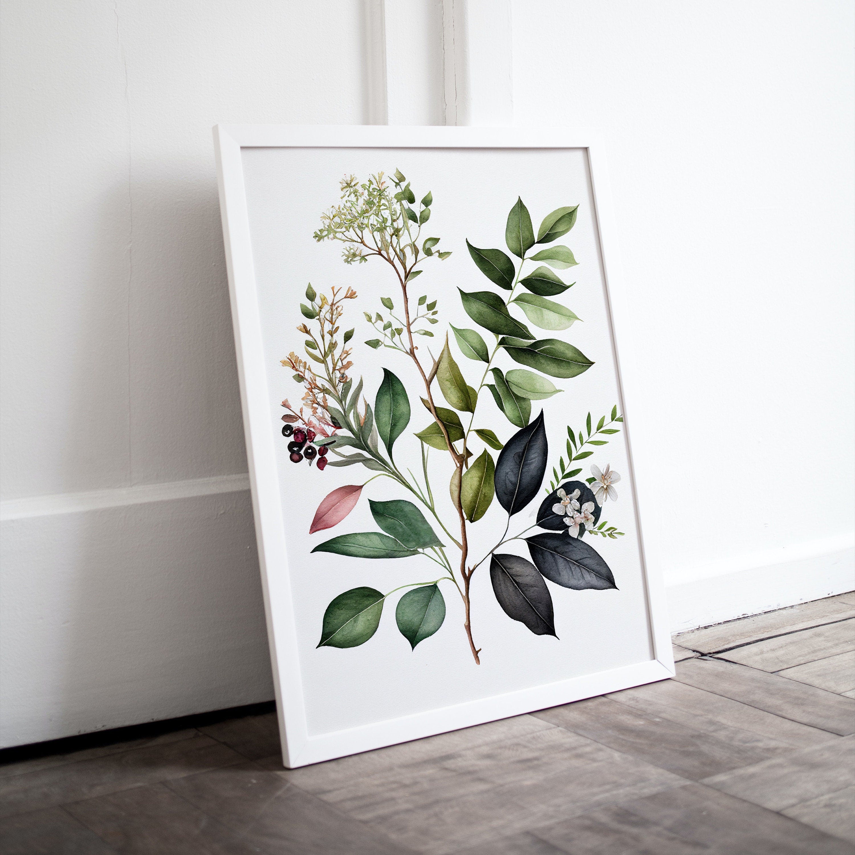 Watercolor Botanical Print. Boho Floral Art. Floral Printable Wall Art. Floral Minimalist Art. Printable Flower Watercolor. Wild Flowers Art
