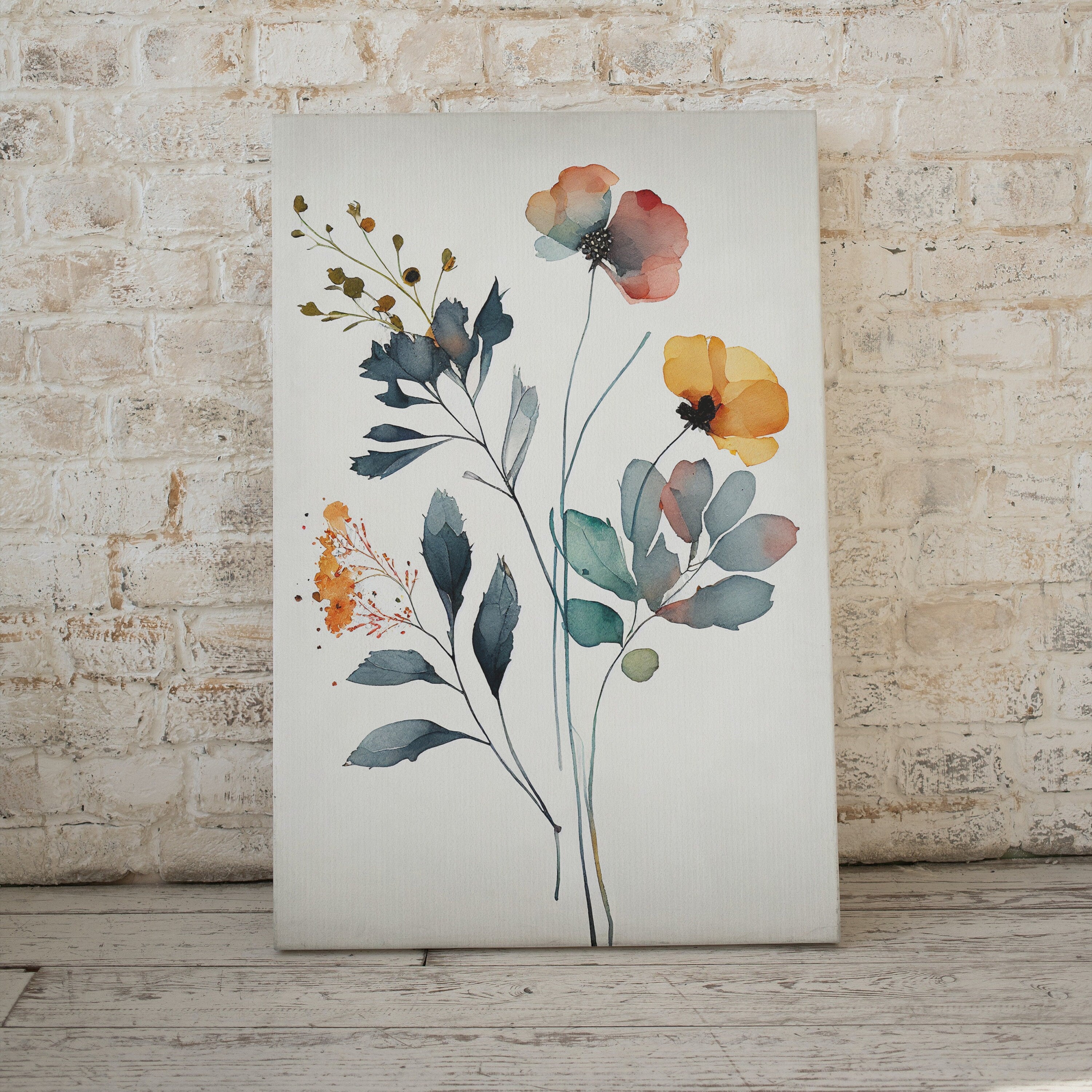 Watercolor Botanical Print. Printable Flower Watercolor. Floral Printable Wall Art. Boho Floral Art. Wild Flowers Art. Floral Minimalist Art