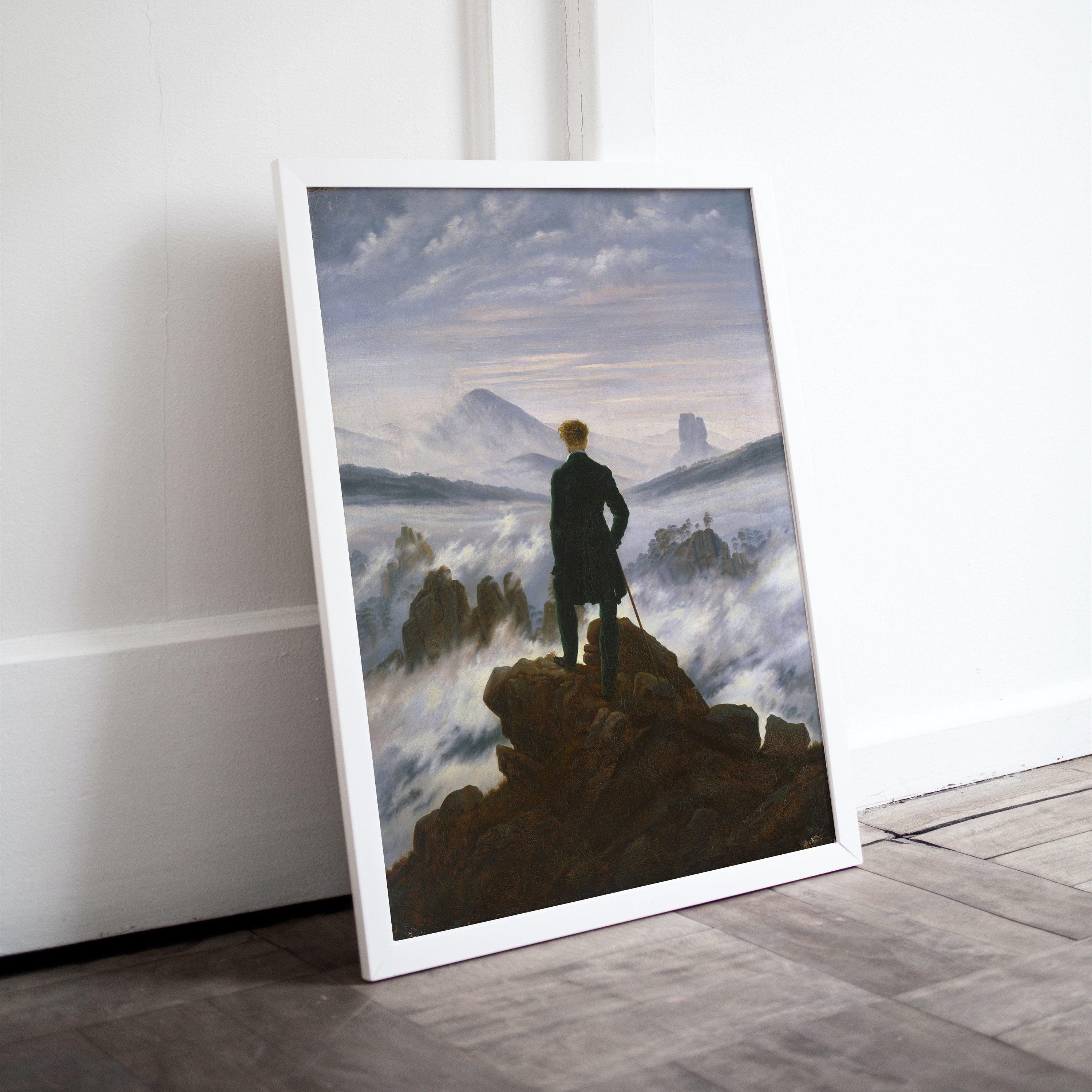 Wanderer Above the Sea of Fog by Caspar Friedrich. Printable Famous Vintage Landscape Painting. Instant Digital Download. Wall Art Print
