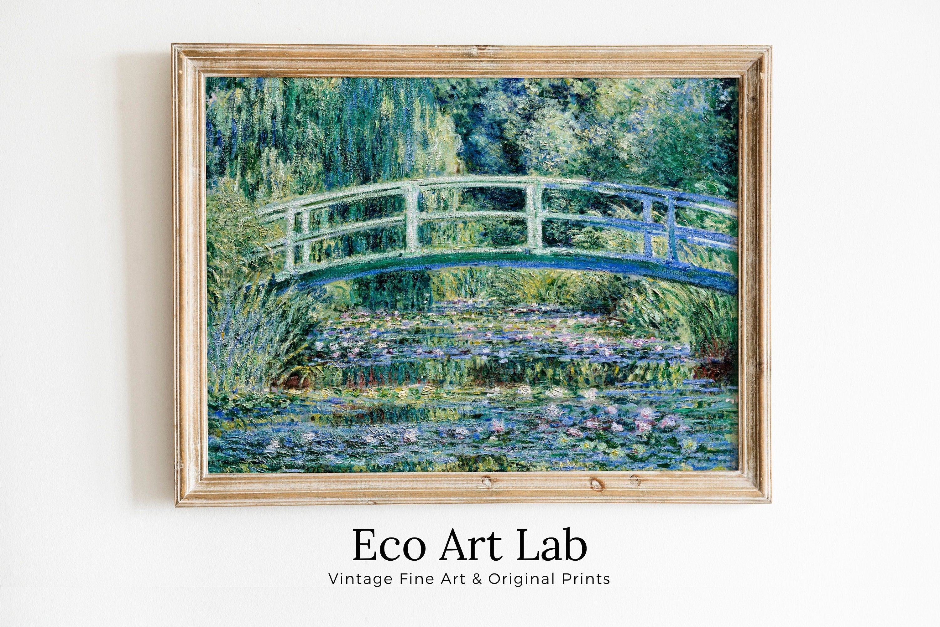 Water Lilies & Bridge Famous Claude Monet Painting. Instant Download Vintage Decor. Monet Botanical Print Printable Wall Art. Vintage Decor