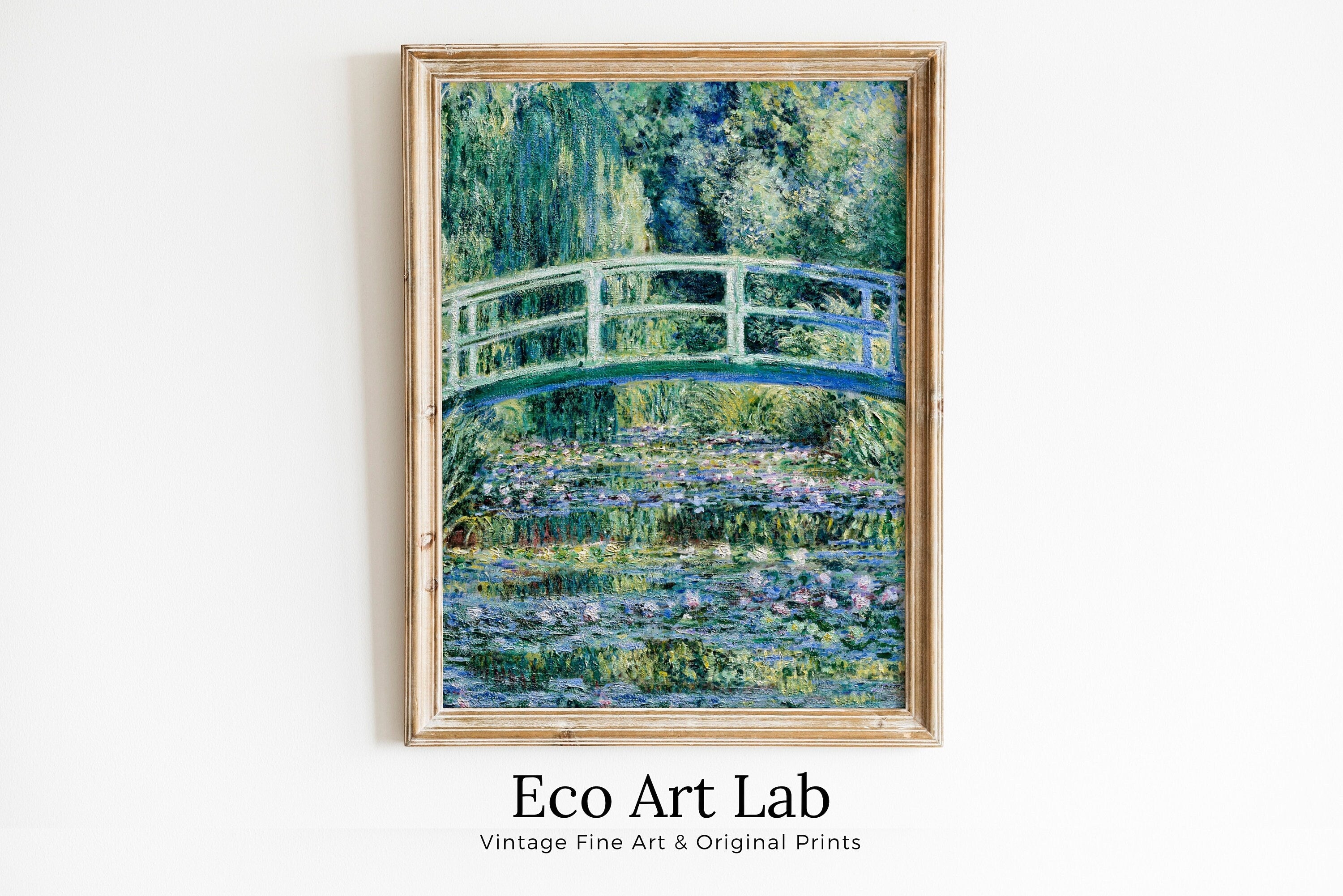 Water Lilies & Bridge Famous Claude Monet Painting. Instant Download Vintage Decor. Monet Botanical Print Printable Wall Art. Vertical Decor