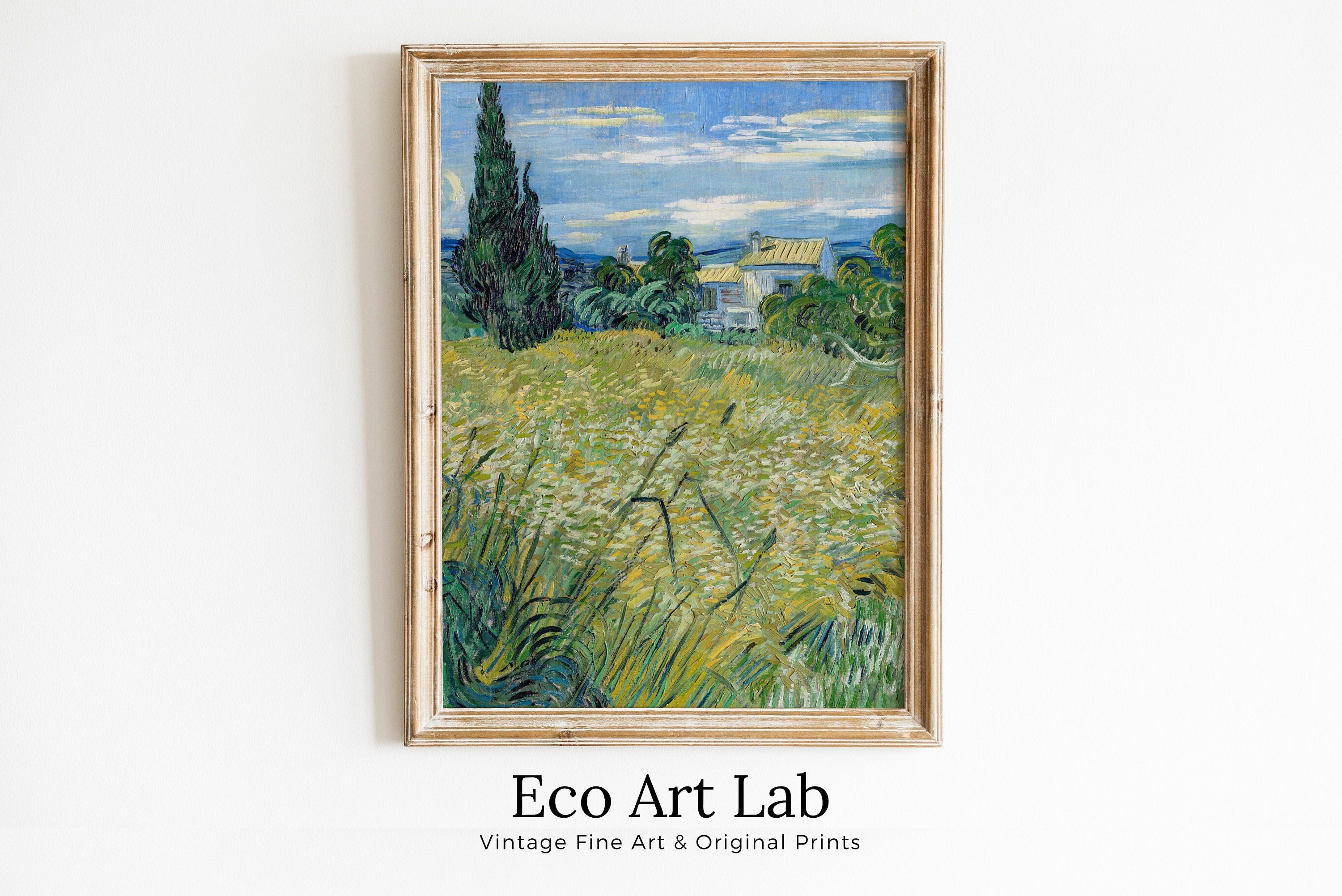 Wheat Field with Cypress Vincent van Gogh Green Printable Famous Art Print. Instant Download van Gogh Print Vintage Art Landscape Painting.