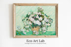 Famous van Gogh Roses Painting Art Print. Instant Download Printable van Gogh Fine Art. Vintage Still Life White Roses Painting.