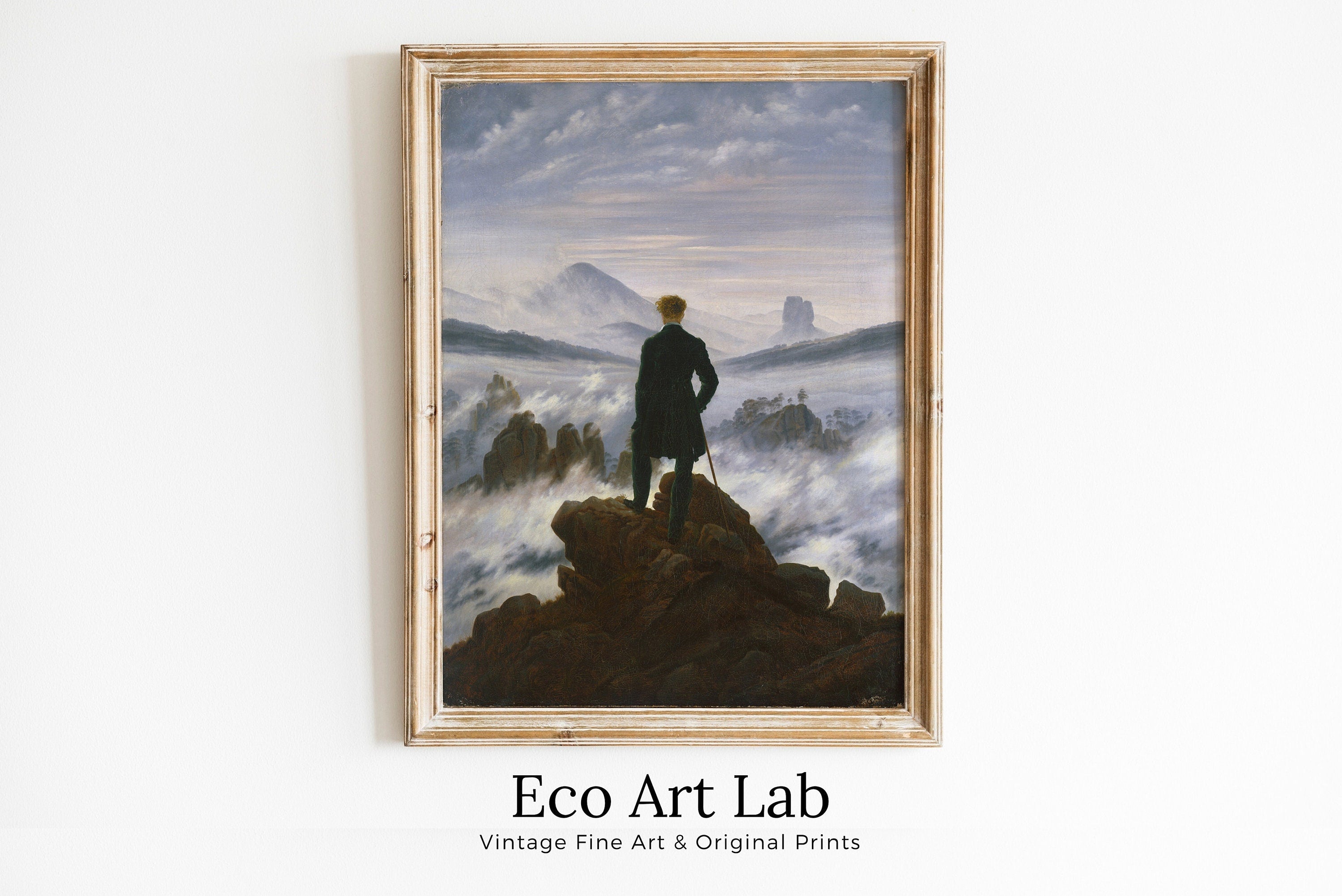 Wanderer Above the Sea of Fog by Caspar Friedrich. Printable Famous Vintage Landscape Painting. Instant Digital Download. Wall Art Print