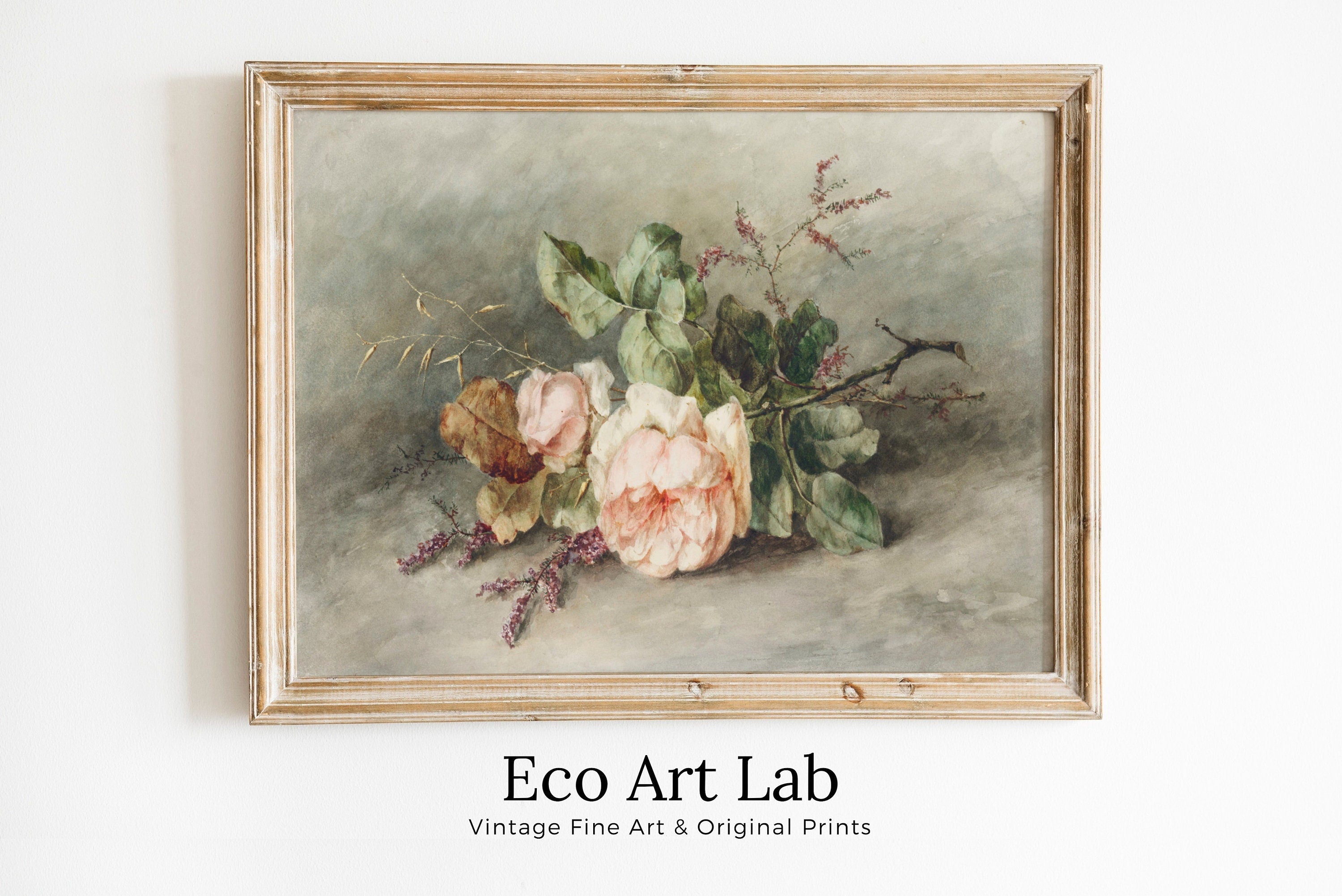 Vintage Rose Still Life Painting. Neutral Colors Romantic Vintage Decor. Antique Watercolor Painting Vintage Flower Art Print. Printable – Printable Wall Art Digital Download – Digital Download