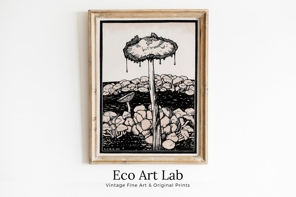Vintage Mushroom Painting. Art Nouveau Print Wall Art. Instant Download Printable Art. Mushroom Art Print Retro Trippy Painting Poster – Printable Wall Art Digital Download – Digital Download