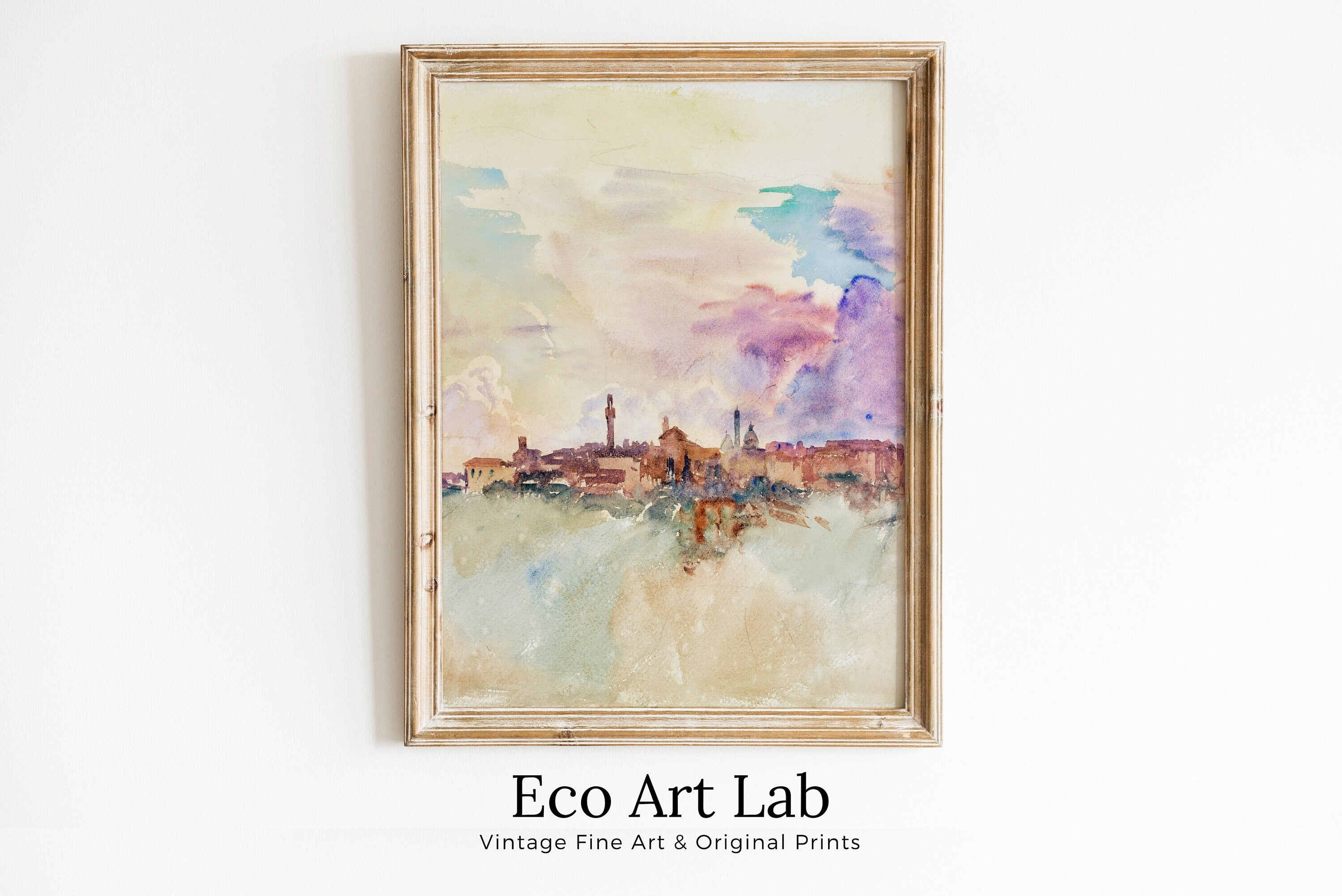 Vintage Siena Italy Pastel Watercolor Abstract Landscape Printable Wall Art. Italy Digital Download Art. Vintage Home Decor, Retro Print – Printable Wall Art Digital Download – Digital Download