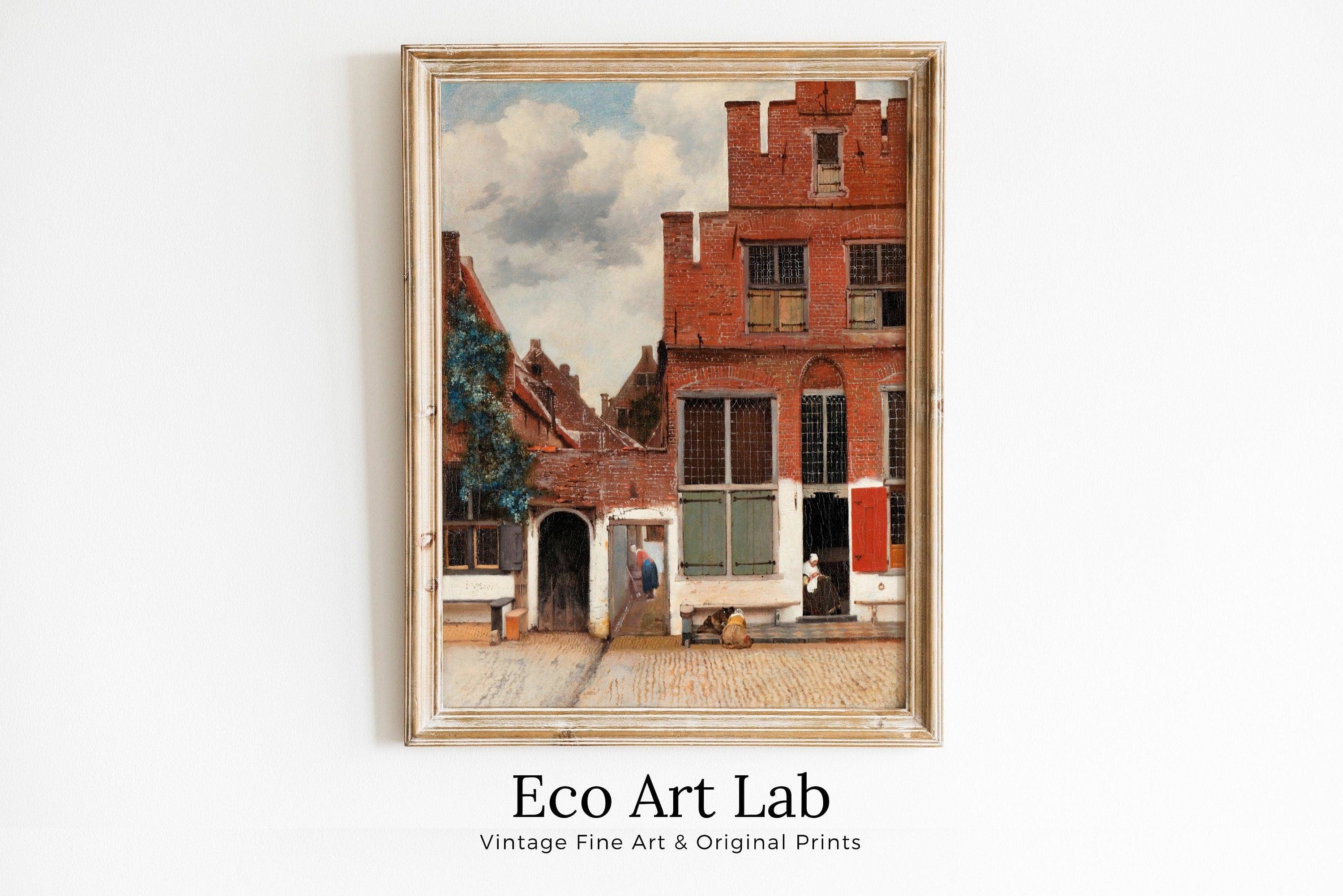 Vintage European Street Landscape Painting Rustic Print. Antique Oil Painting Street Scene. Vermeer Classic Vintage Printable Wall Art – Printable Wall Art Digital Download – Digital Download