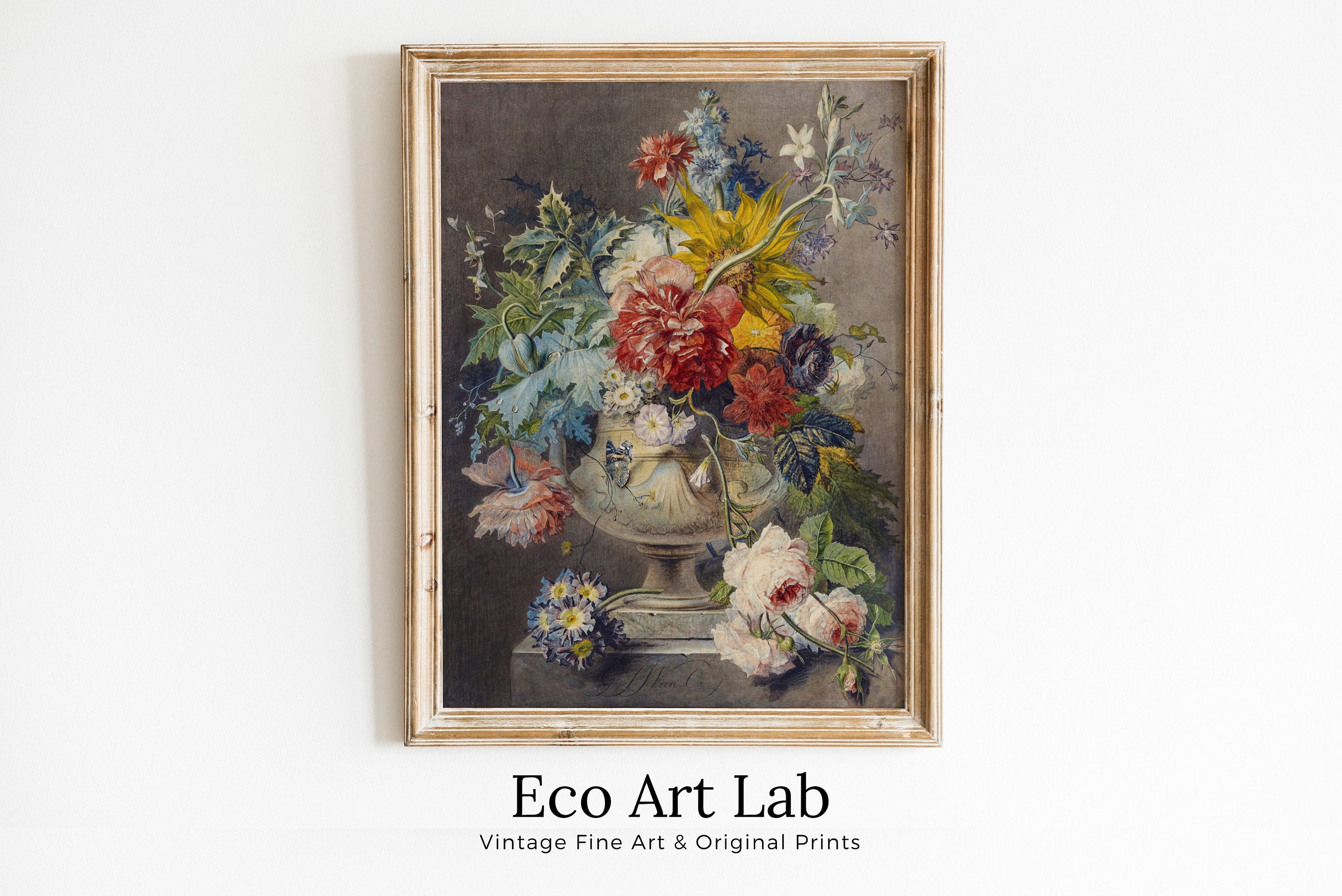 Vintage Botanical Still Life Painting. Printable Bouquet of Flowers in Vase Still Art Vintage Print. Antique Retro Artwork Instant Download – Printable Wall Art Digital Download – Digital Download