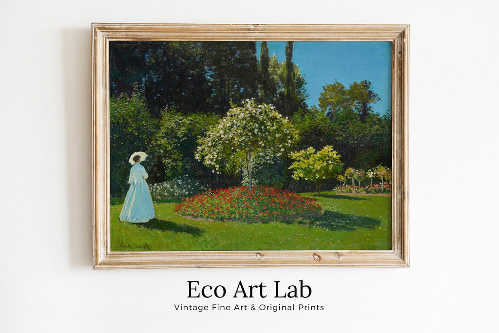 Claude Monet Lady in The Garden Painting Famous Monet Art. Instant Download Vintage Decor. Monet Landscape Printable Wall Art. Vintage Decor