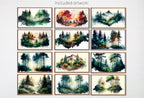Set of 25 Samsung Frame TV 4K Art. Forests Landscape Watercolor Paintings. Nature Collection TV Art Set. Instant Download Frame TV Art