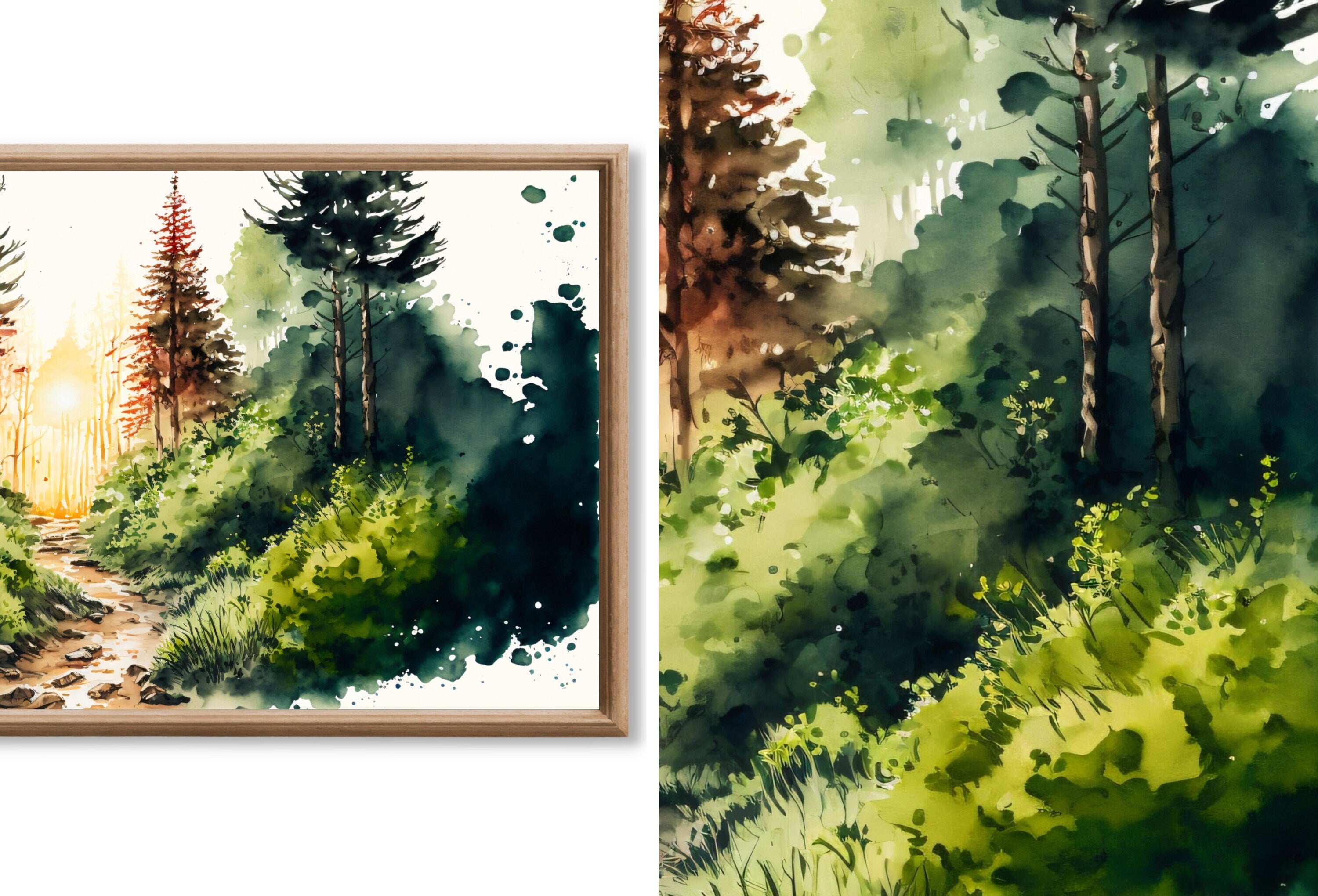Set of 25 Samsung Frame TV 4K Art. Forests Landscape Watercolor Paintings. Nature Collection TV Art Set. Instant Download Frame TV Art