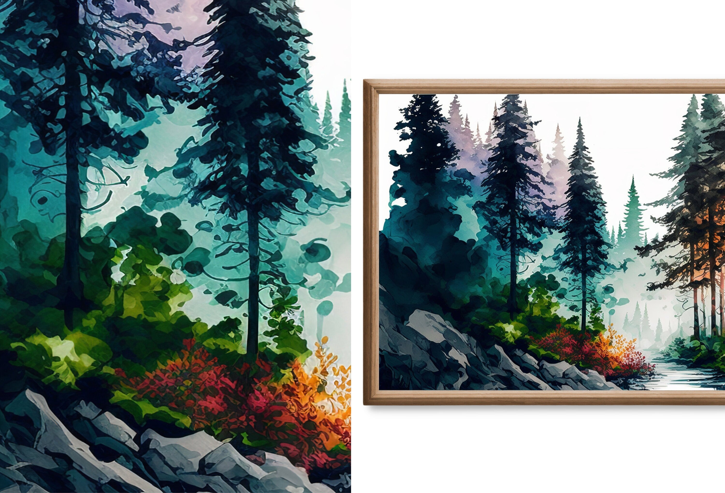 Set of 25 Samsung Frame TV 4K Art. Forests Landscape Watercolor Paintings. Nature Collection TV Art Set. Instant Download Frame TV Art