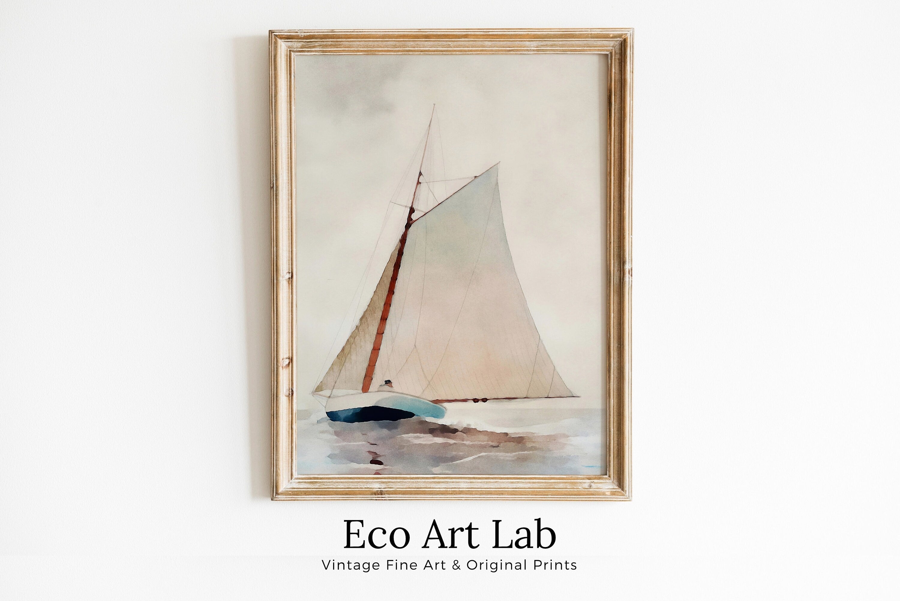 Sail Boat At Sea Print, Nautical Wall Decor, Sailboat Print Boat Art, Vertical Printable Wall Art, Digital Print, Print Wall Art, Boat Print