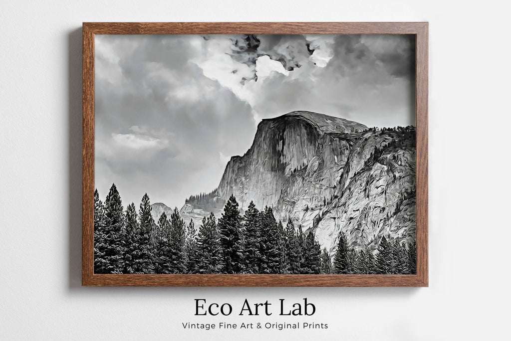 Yosemite Wall Art National Park Poster. Instant Download Yosemite Poster National Park Art, Black and White Wall Decor Printable Wall Art