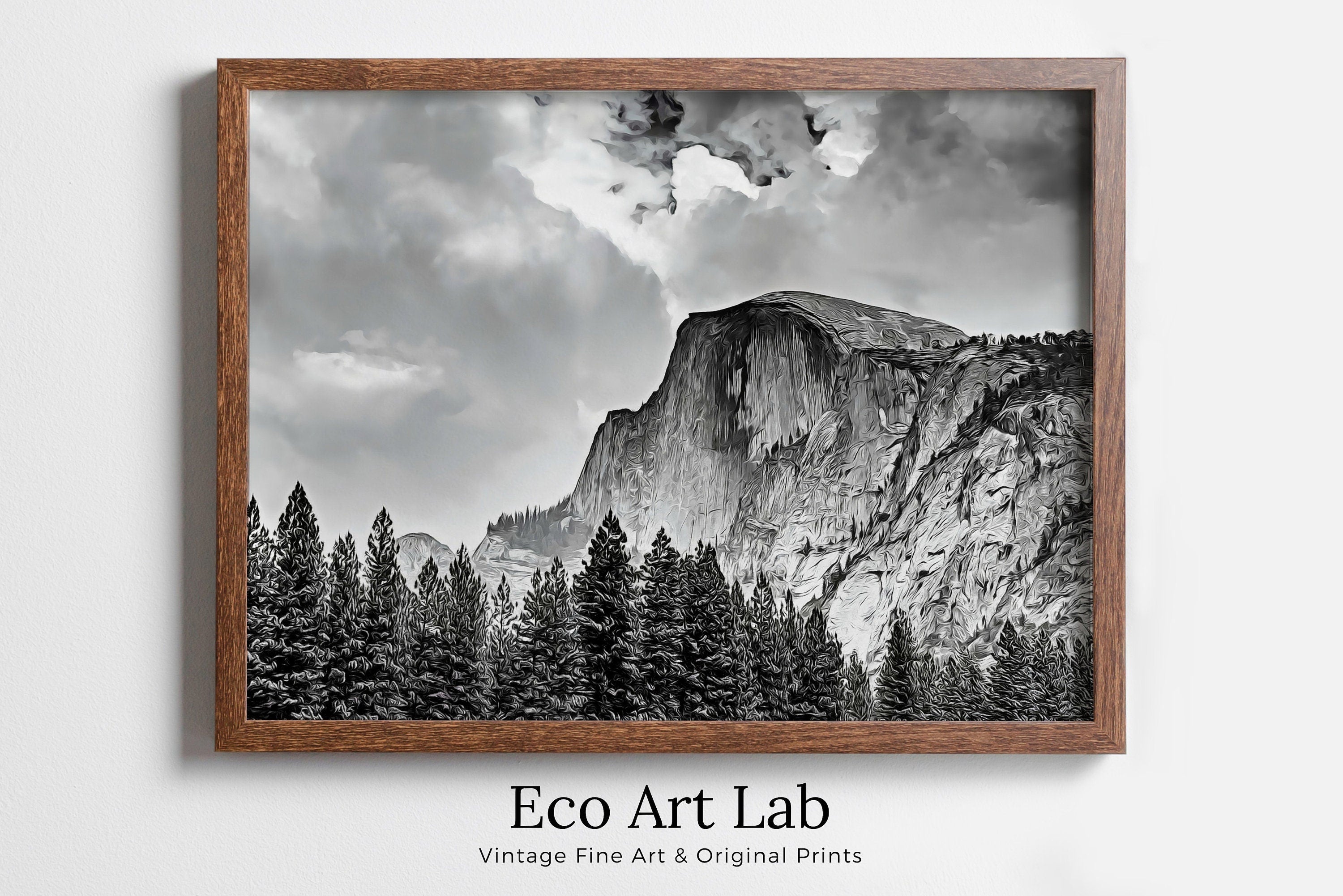 Yosemite Wall Art National Park Poster. Instant Download Yosemite Poster National Park Art, Black and White Wall Decor Printable Wall Art