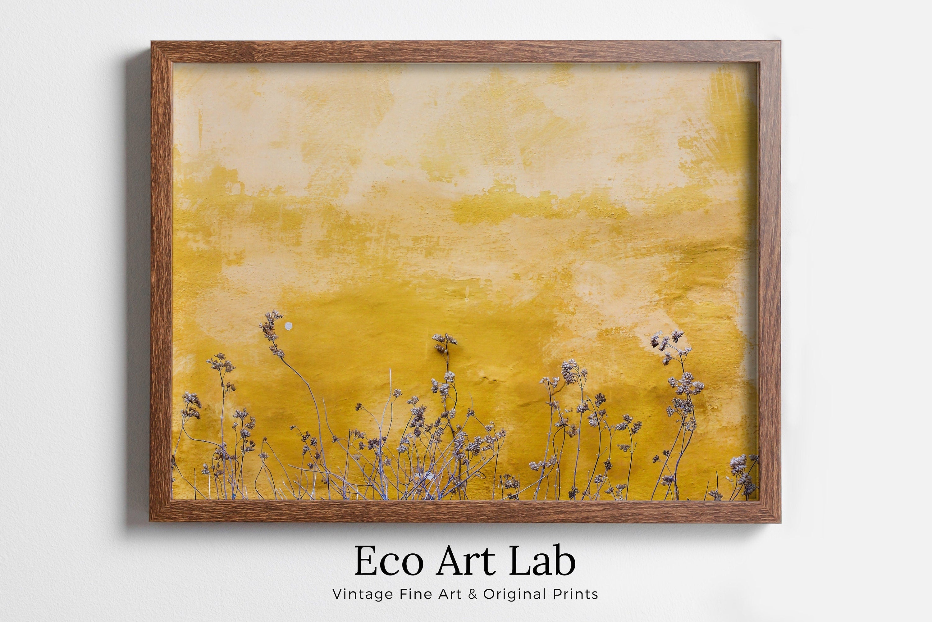 Yellow Wall Texture with Flowers Minimalist Printable Wall Art. Instant Download Abstract Floral Art Print. Neutral Photography Wall Art.