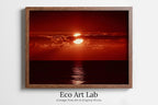 Red Sunset Wall Art Print. Instant Download Boho Abstract Sunset Poster. Digital Sunset Painting Abstract Wall Art. Coastal Landscape Art