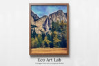 Yosemite Falls Wall Art Autumn Landscape Poster. Instant Download Yosemite Wall Art Digital Painting, Vertical Poster National Park Art