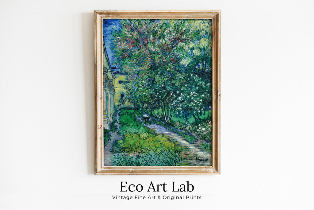Vincent van Gogh The Garden at the Asylum at Saint-Rémy. Famous Vintage Painting. Instant Download Printable Wall Art. Vintage Floral Poster