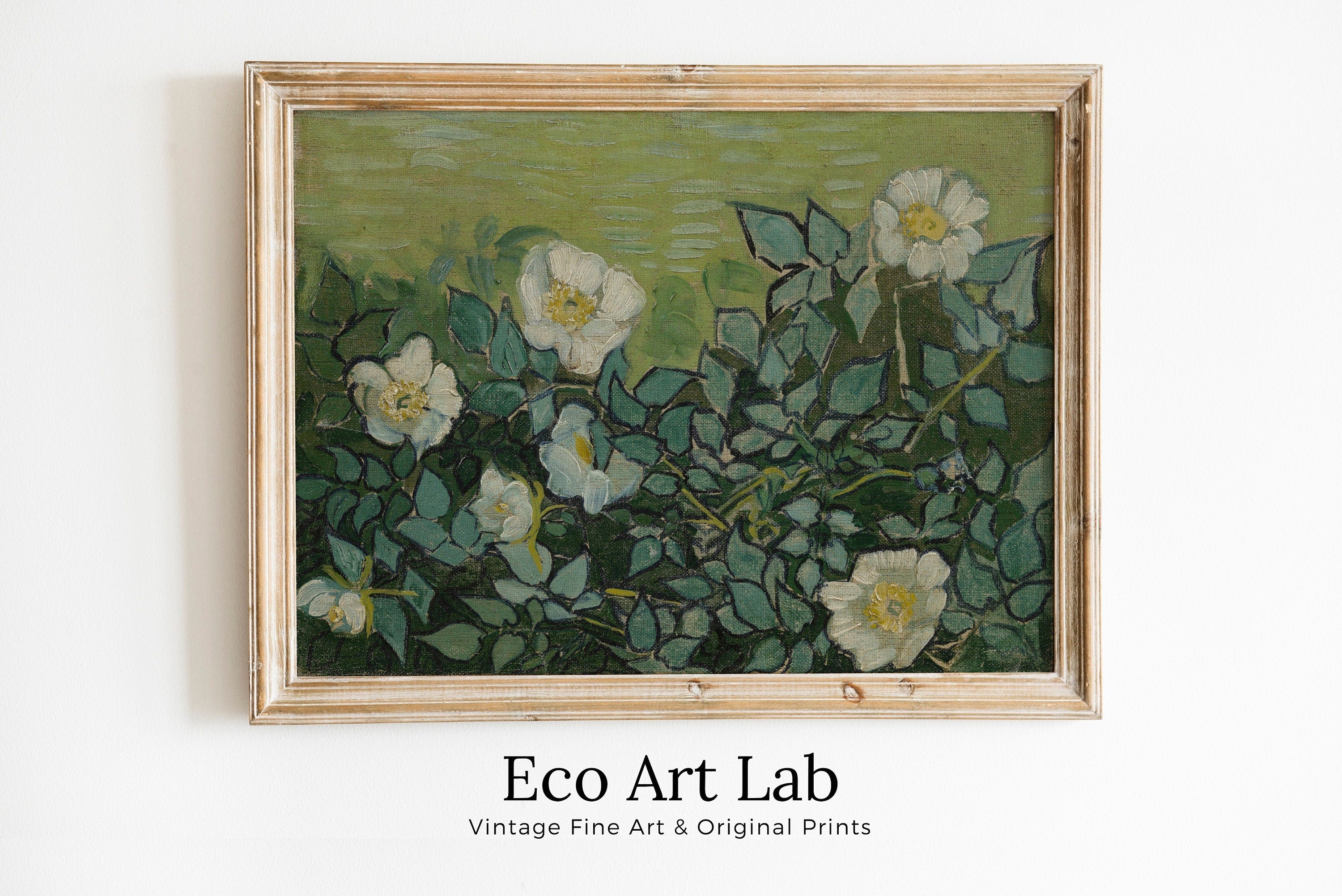 Wild Roses Famous van Gogh Painting Art Print. Instant Download Printable van Gogh Fine Art. Vintage Botanical Art. White Roses Painting.