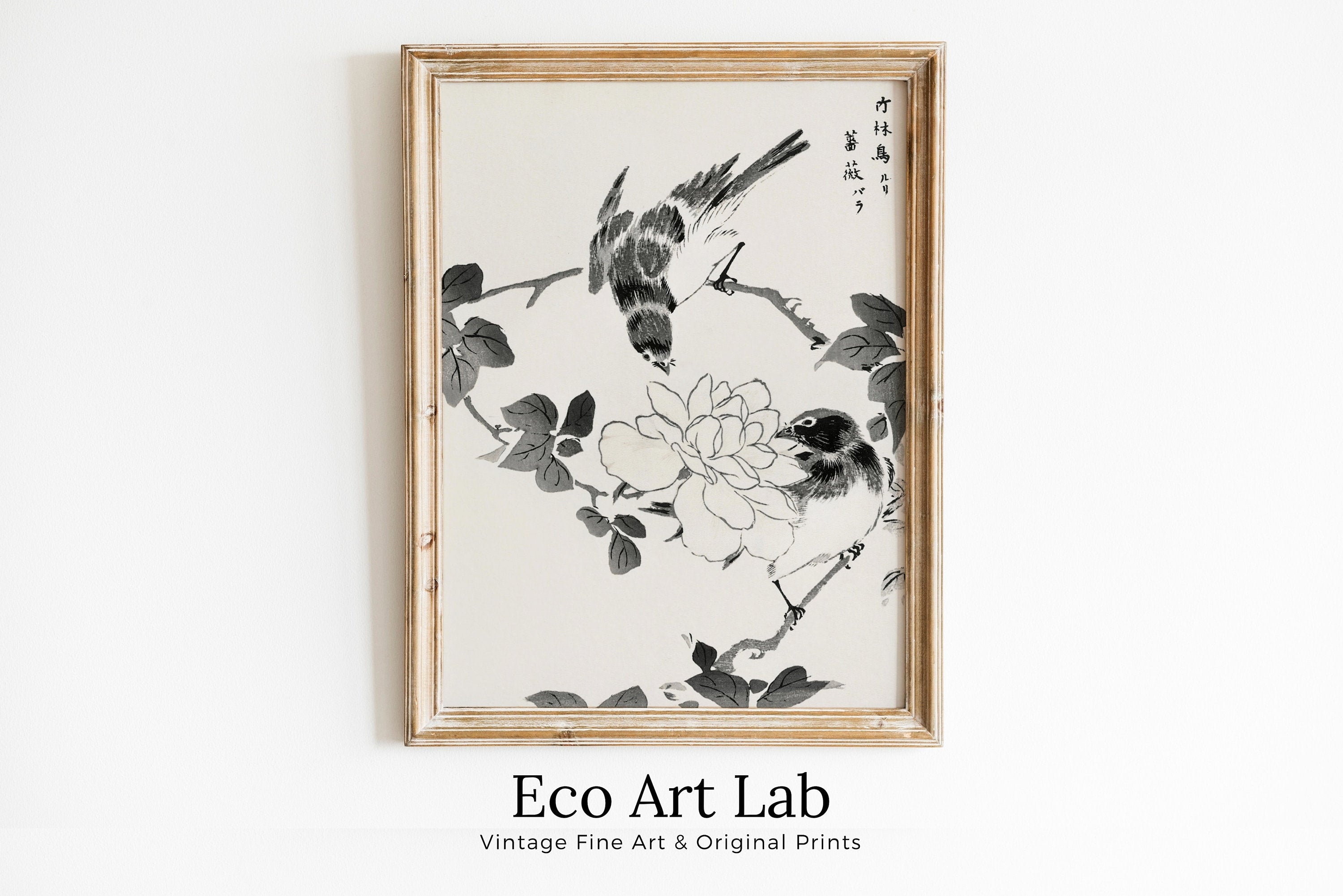 Vintage Robin Birds and Rose Japanese Painting. Japanese Wall Art Printable Poster. 19th Century Japanese Vintage Wall Art, Bird Asian Art – Printable Wall Art Digital Download – Digital Download