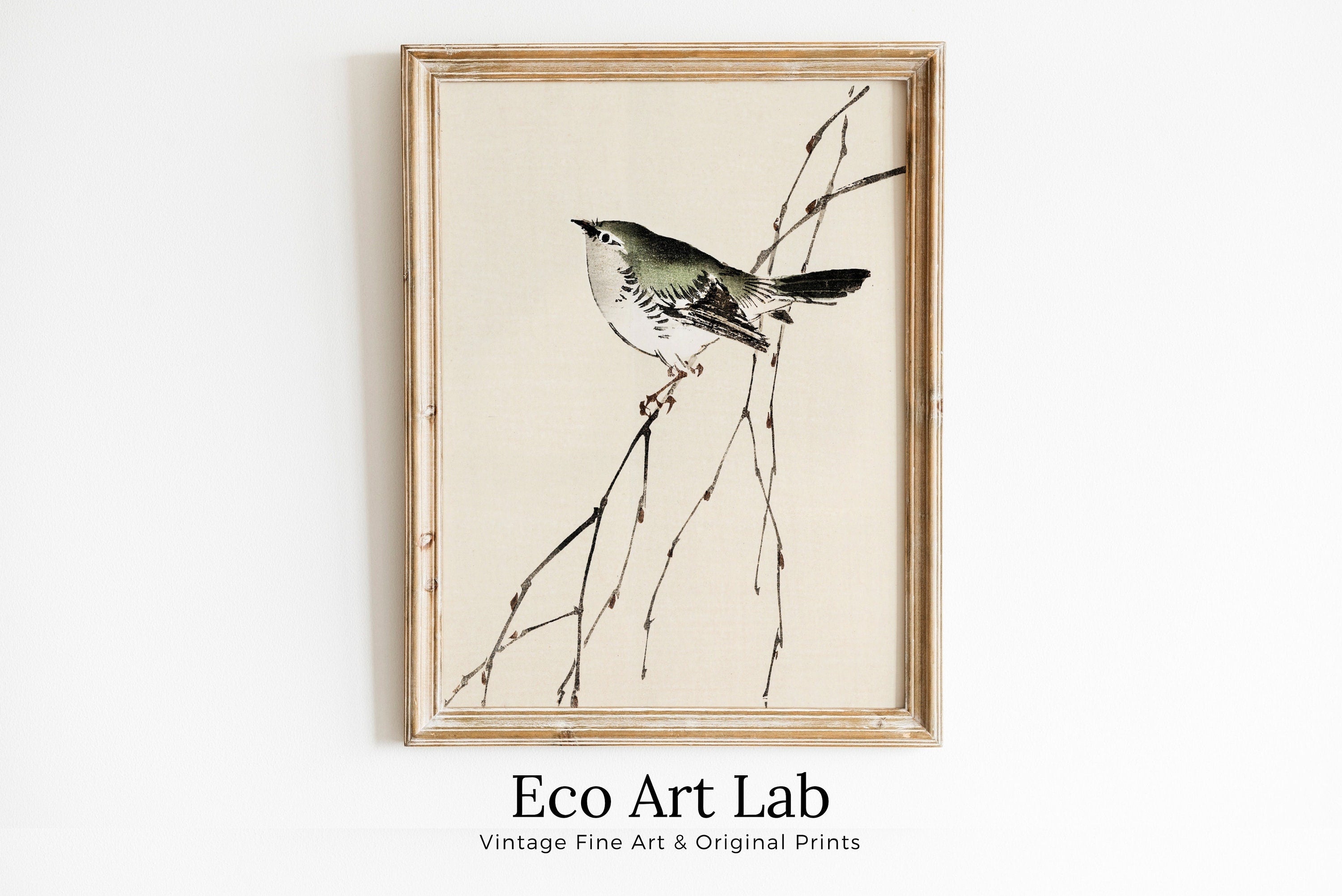 Vintage Japanese Painting Bird on a Branch Wall Art Printable Poster. 19th Century Japanese Vintage Art Print. Minimalist Japanese Decor – Printable Wall Art Digital Download – Digital Download