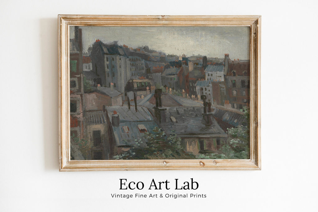 Vincent van Gogh View from Vincent's Studio. Famous Printable Oil Painting. Instant Download. van Gogh Paris Cityscape Vintage Fine Art