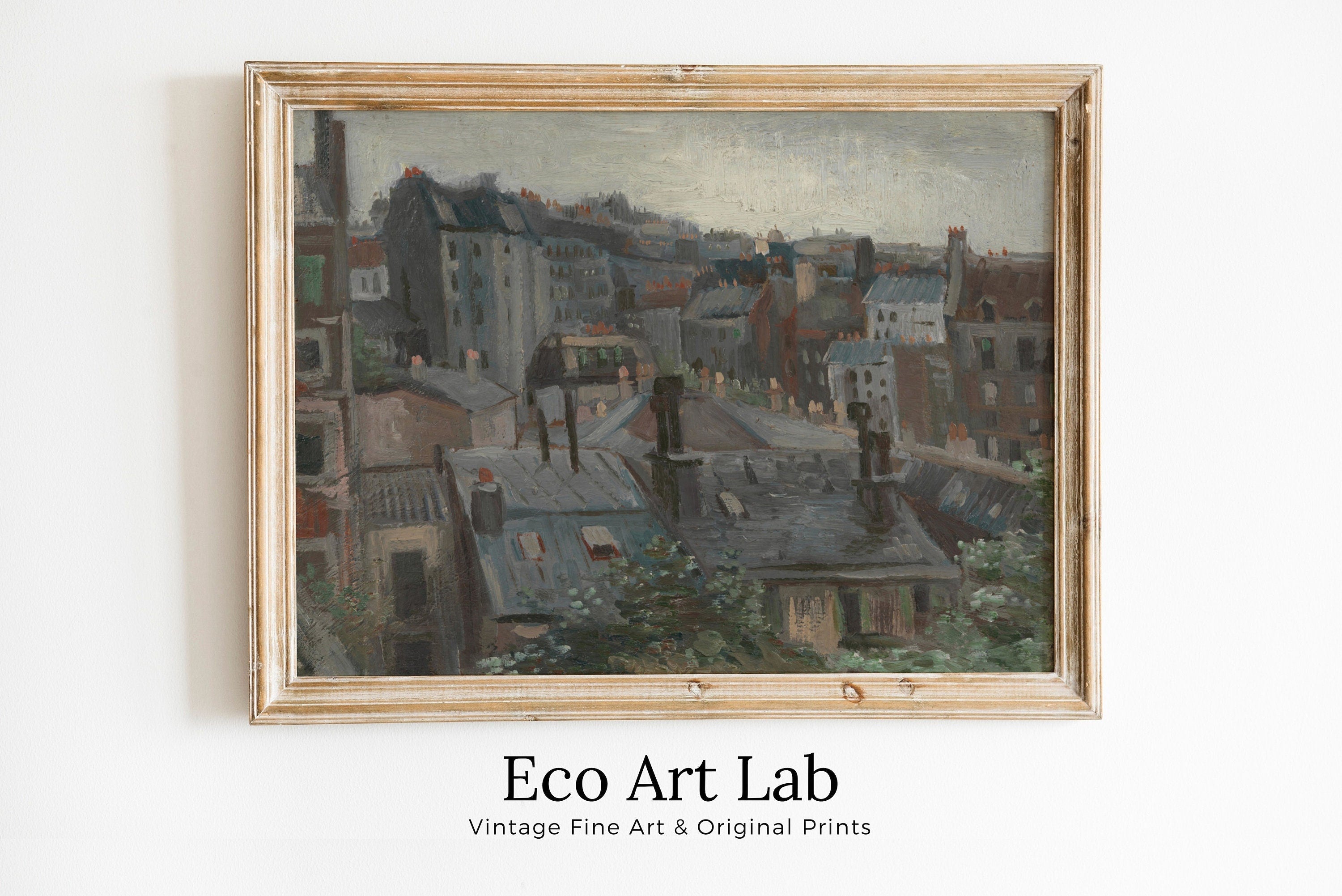 Vincent van Gogh View from Vincent's Studio. Famous Printable Oil Painting. Instant Download. van Gogh Paris Cityscape Vintage Fine Art